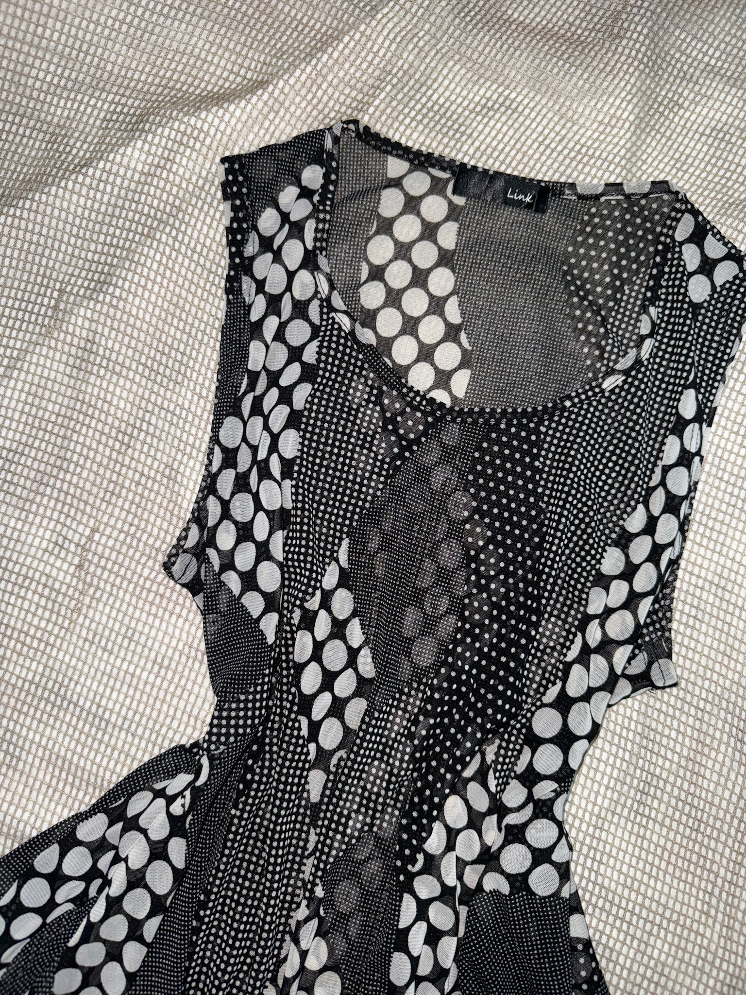 Geometric Dot Print Mesh Mini Dress