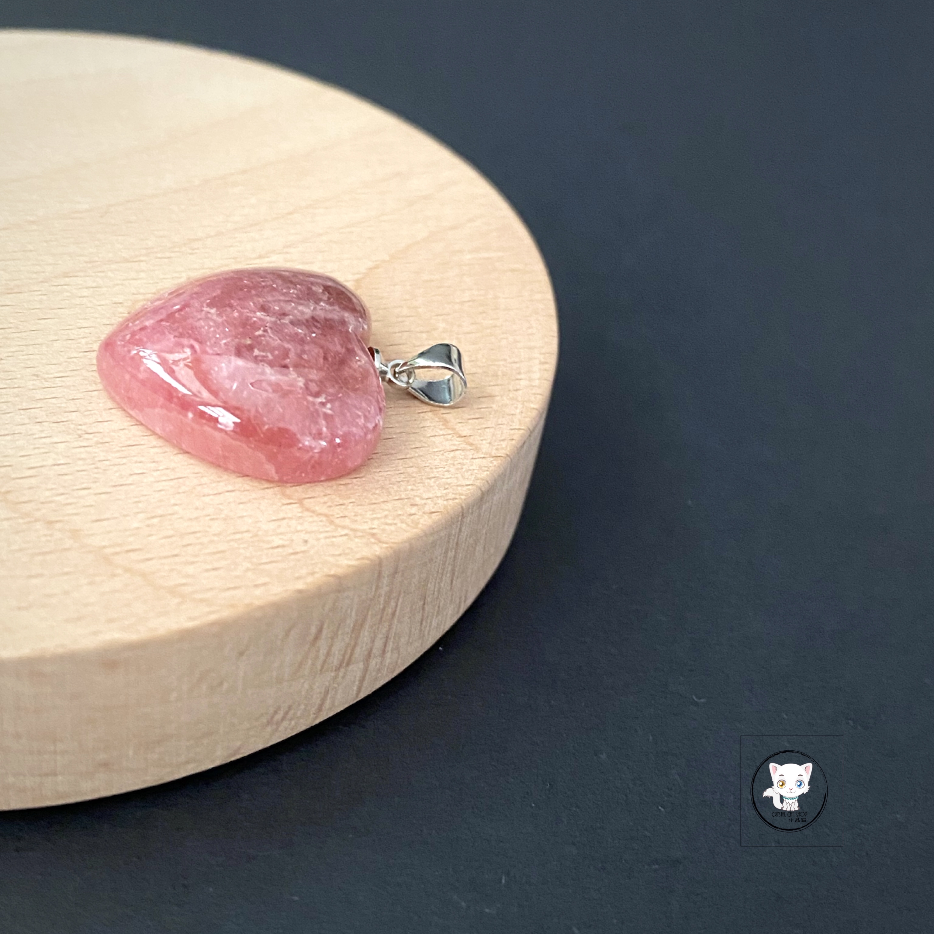 天然紅紋石愛心吊墜 23mm