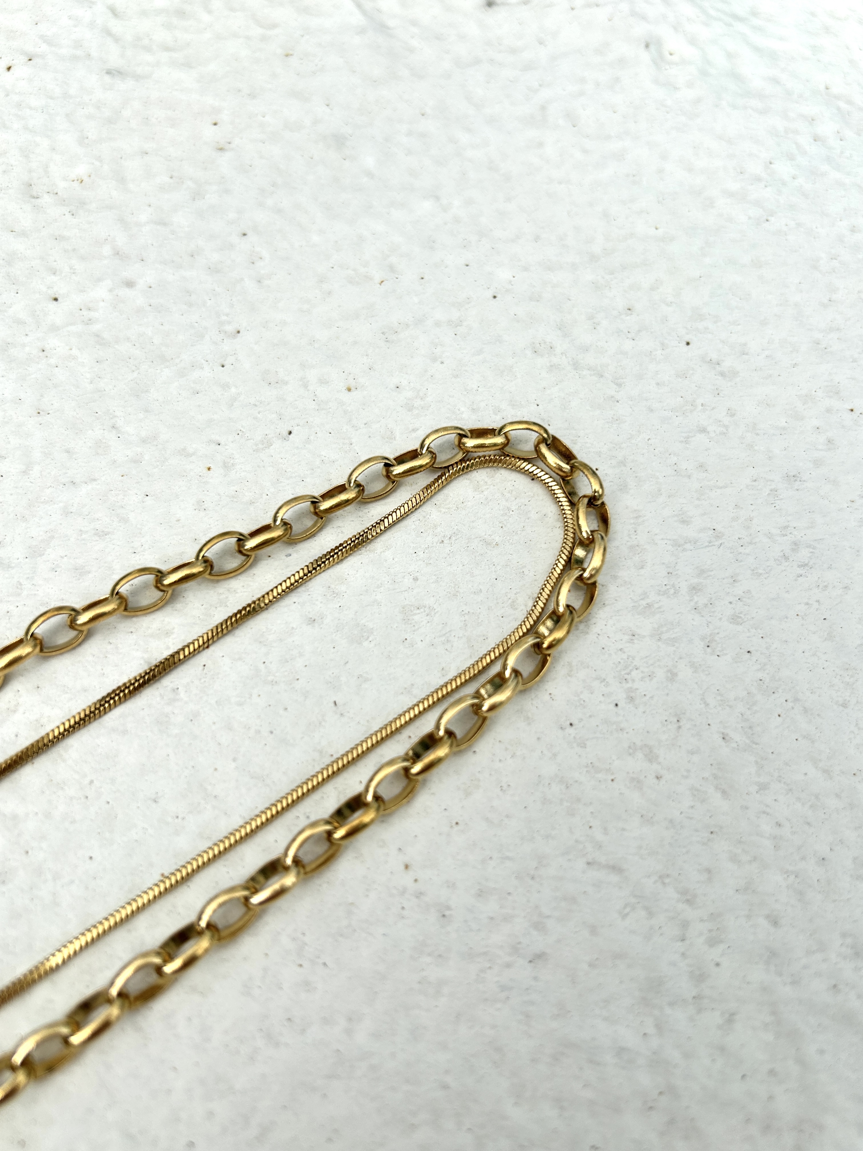 Gold dual chain OT stainless necklace