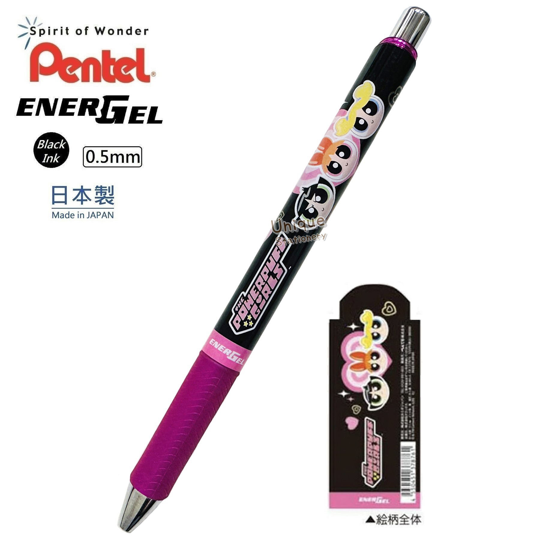 現貨｜飛天小女警 The Powerpuff Girls 日本製 Pentel EnerGel 0.5mm 黑色 啫喱筆 (CR137876)