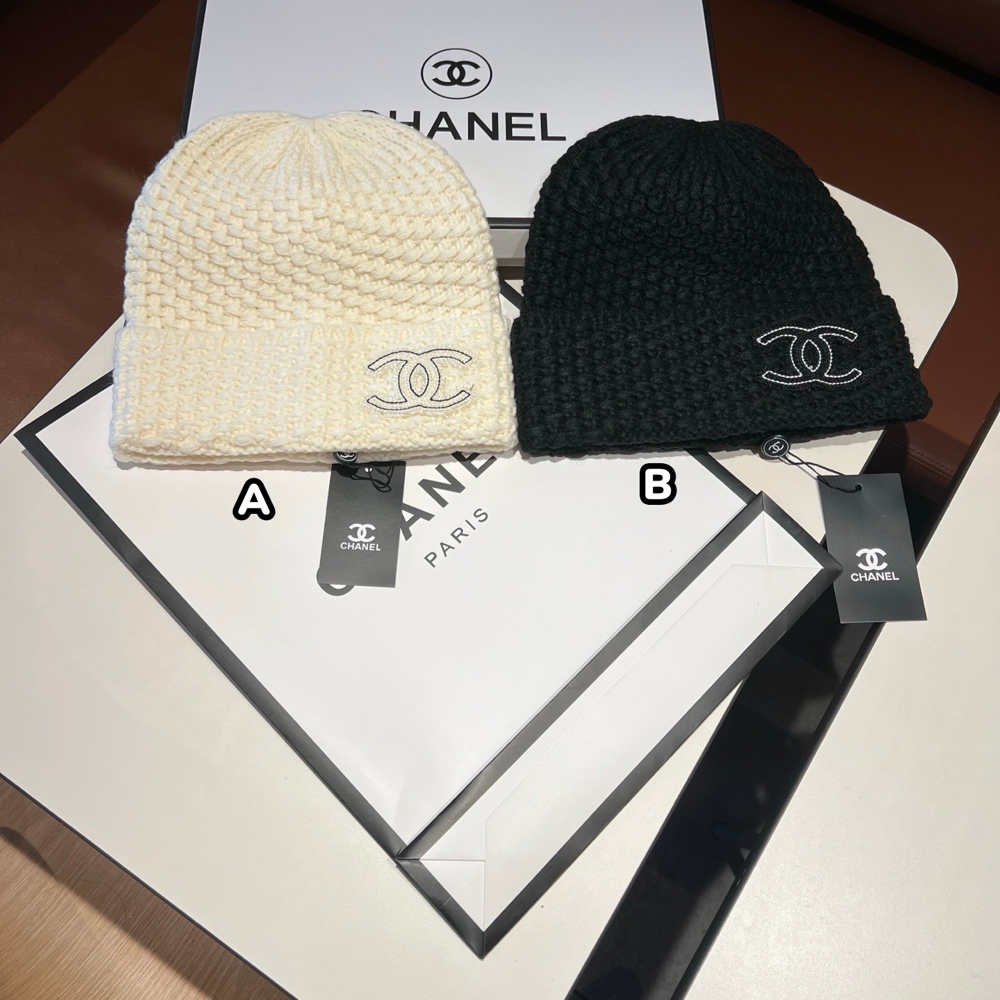 【原單】CHANEL 羊絨針織冷帽