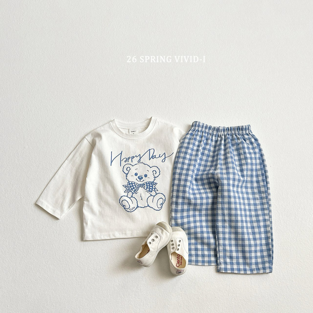 🌸預訂 韓國直送🌸🇰🇷VIVIDI五色快樂熊印花格紋上下套裝