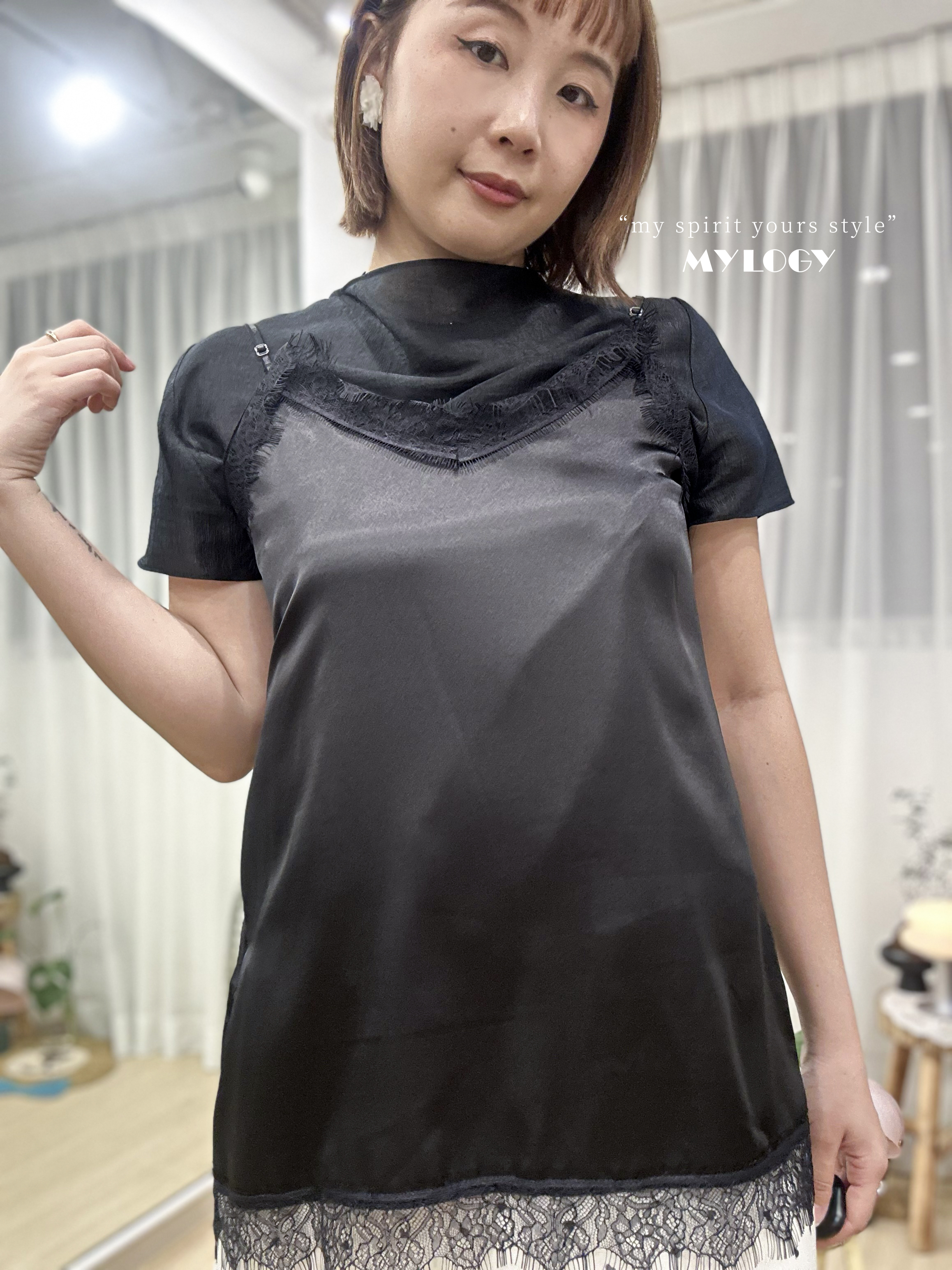 ＜蕾絲熱潮＞一定要外露LACE！吊帶絲Lace邊背心 VP0001 - 黑色 Black