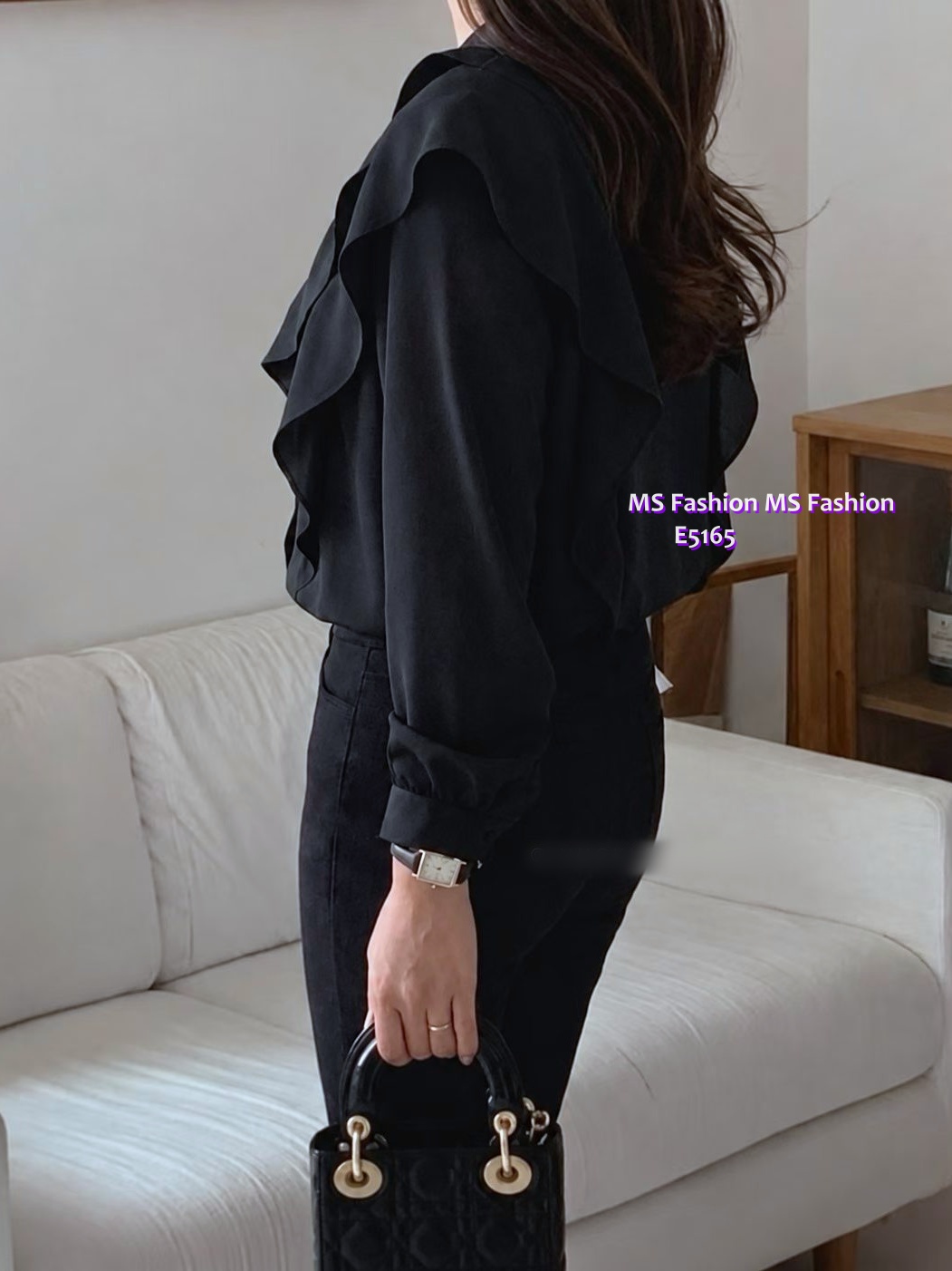 E5165 靚料假兩件ruffle top