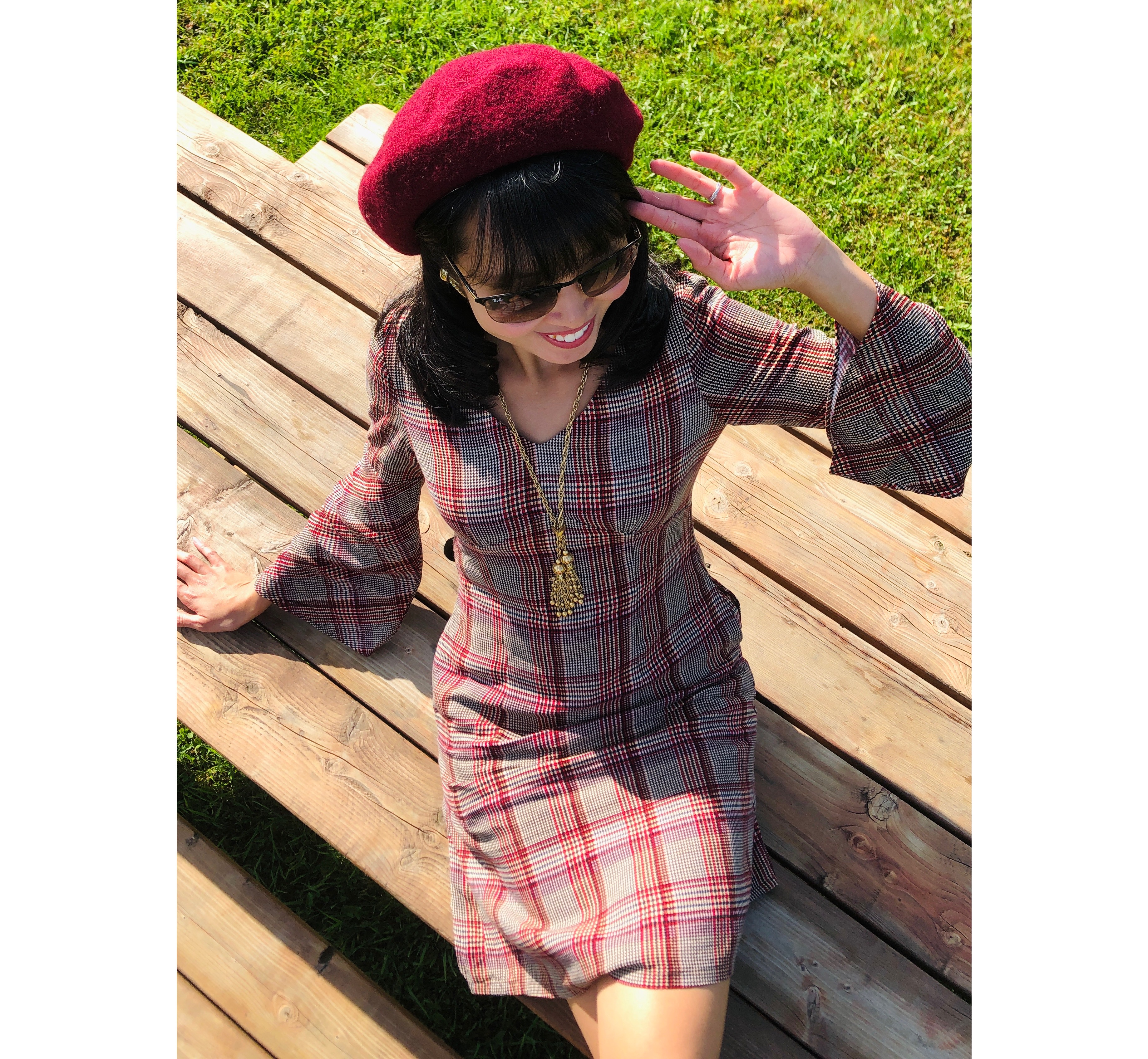(Ready-Made) 1970s-Inspired Bell sleeve Poppy Country Dress(FM195)