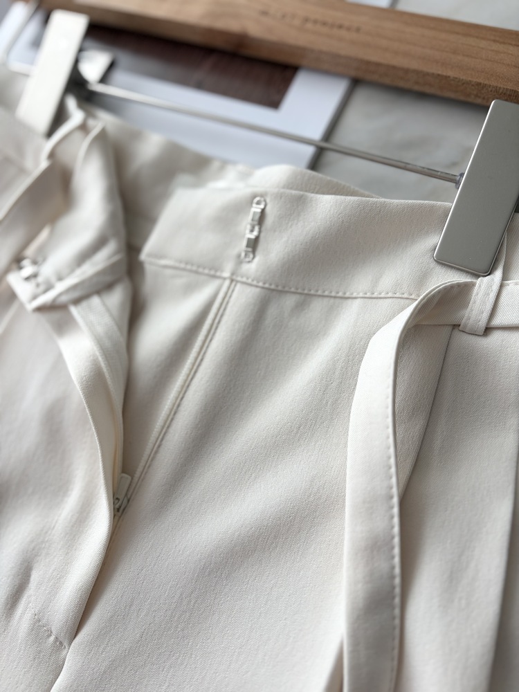 Aveline Belted Straight Slacks (Ivory)