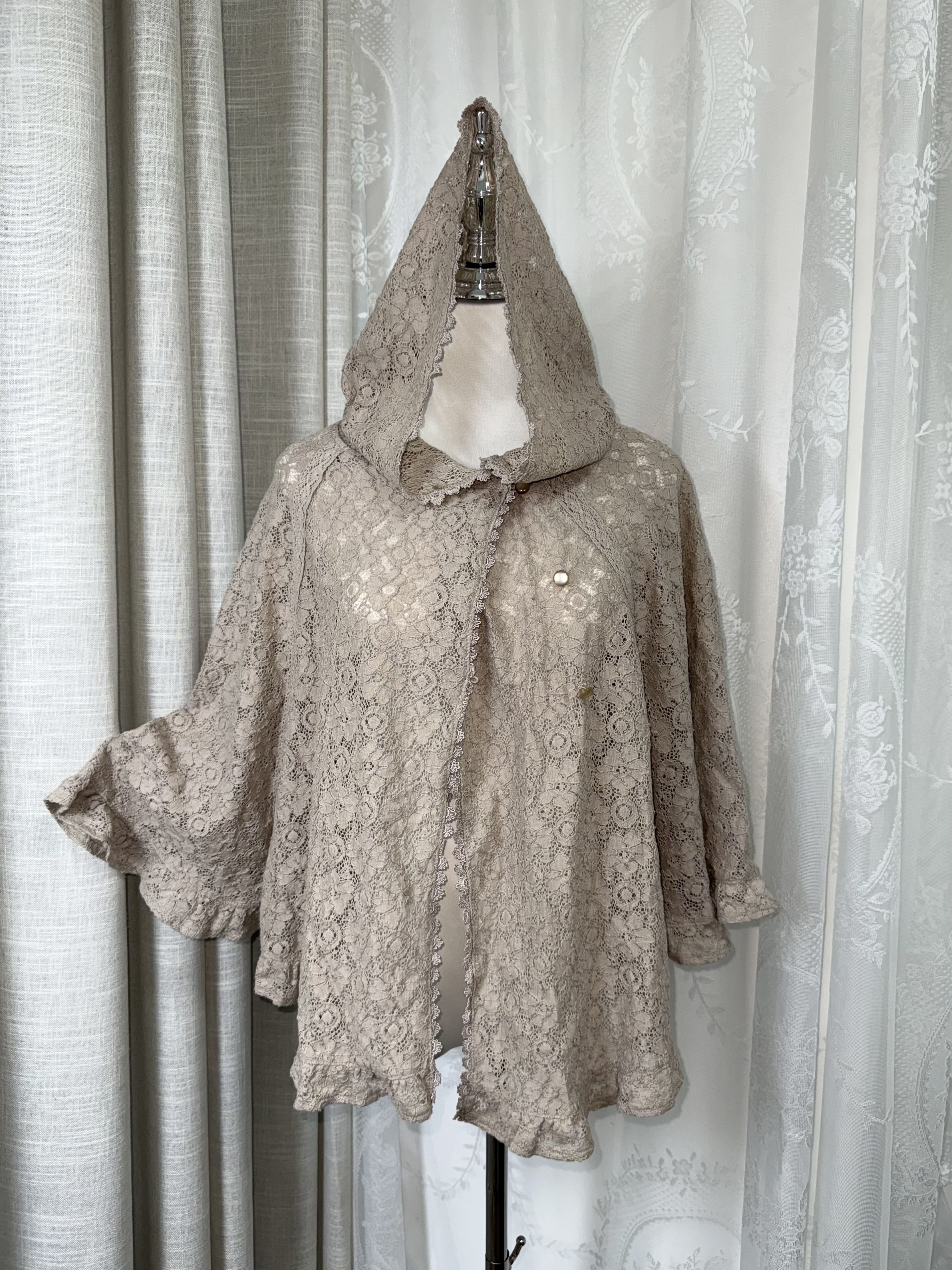 Lotus root pink Lace with Open Collar Coat