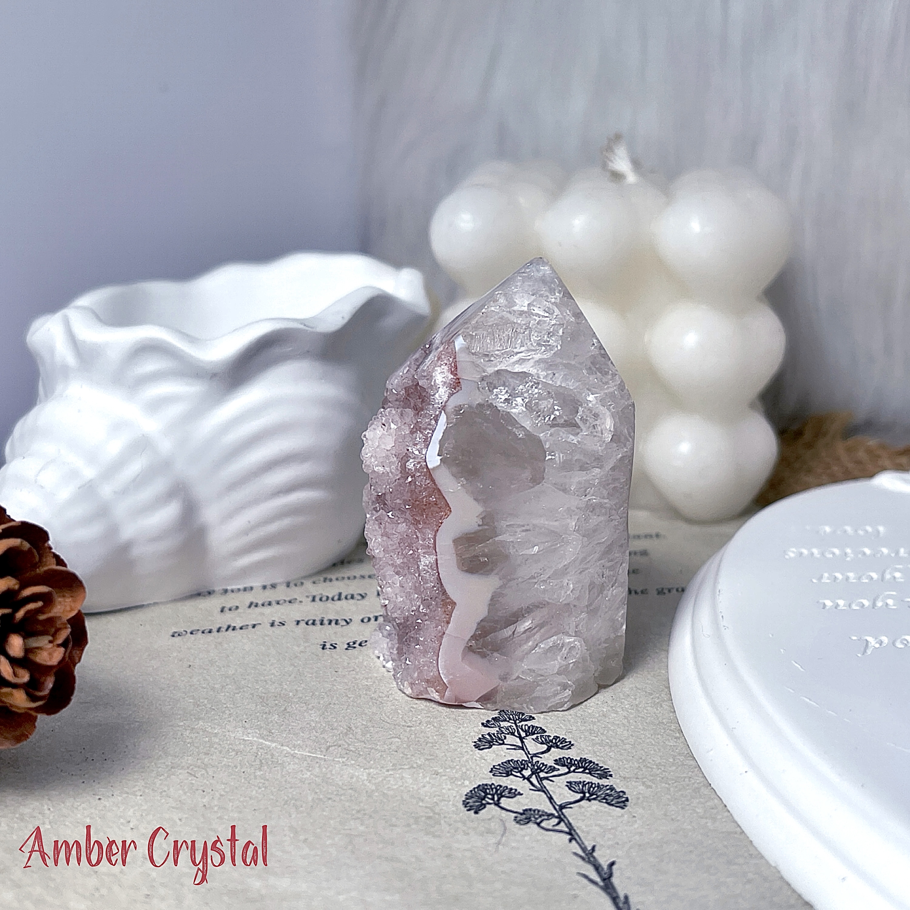 粉色水晶瑪瑙能量柱 𝑨𝒈𝒂𝒕𝒆 𝑮𝒆𝒐𝒅𝒆 Tower