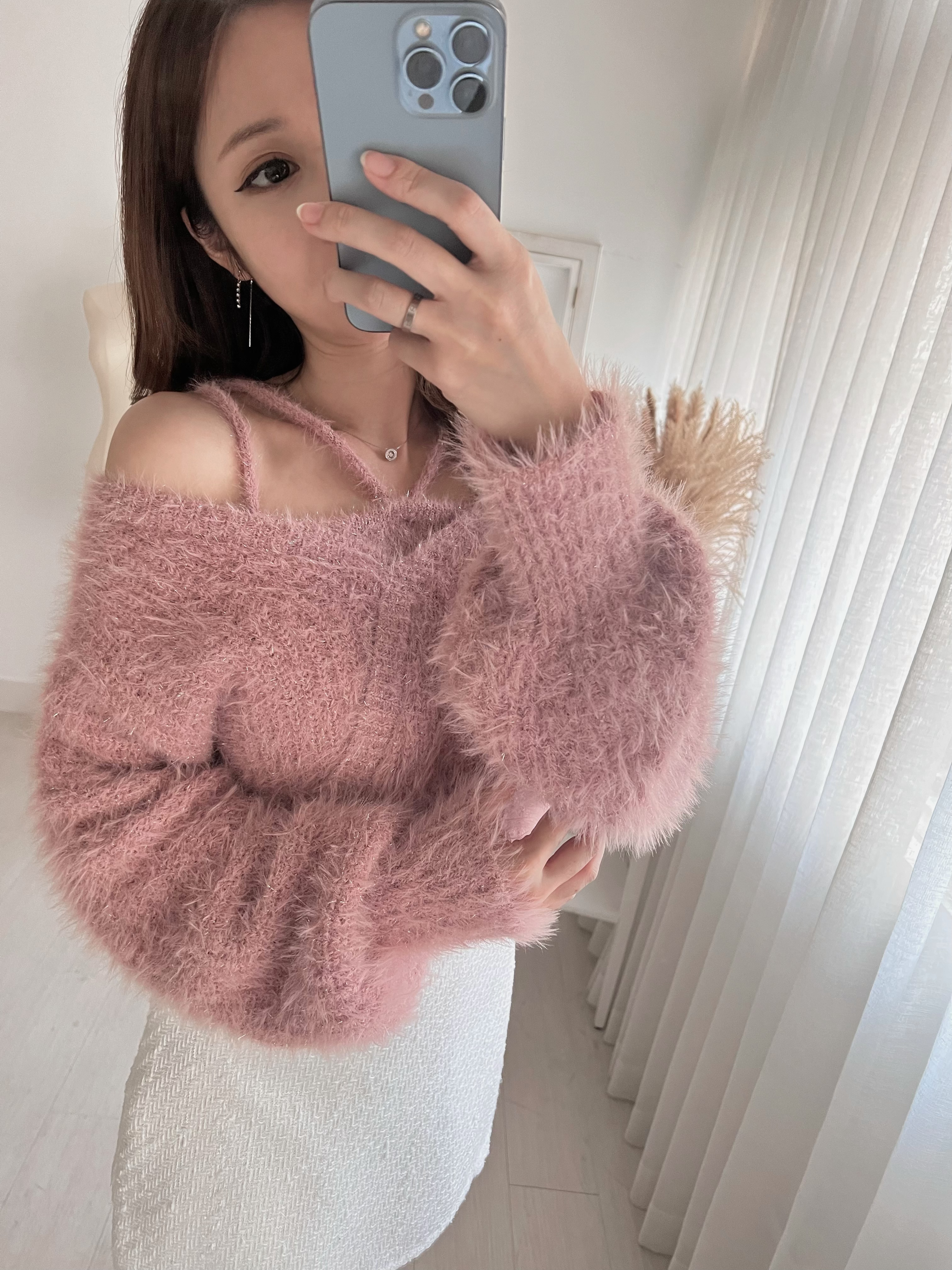 多個穿法💓微閃毛衣套裝(背心+上衣)(JP)粉紅色311966