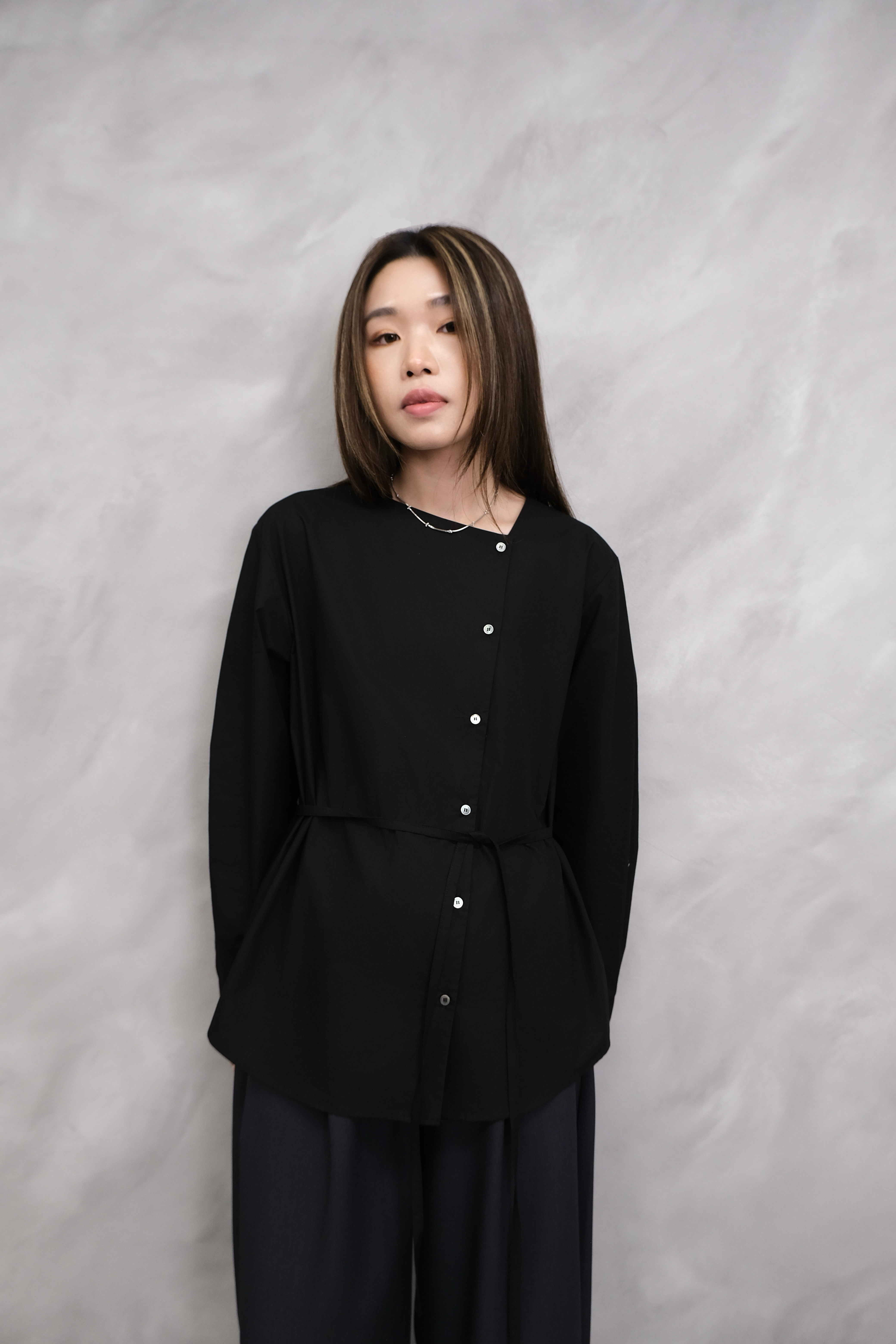Asymmetrical collar shirt #sh32