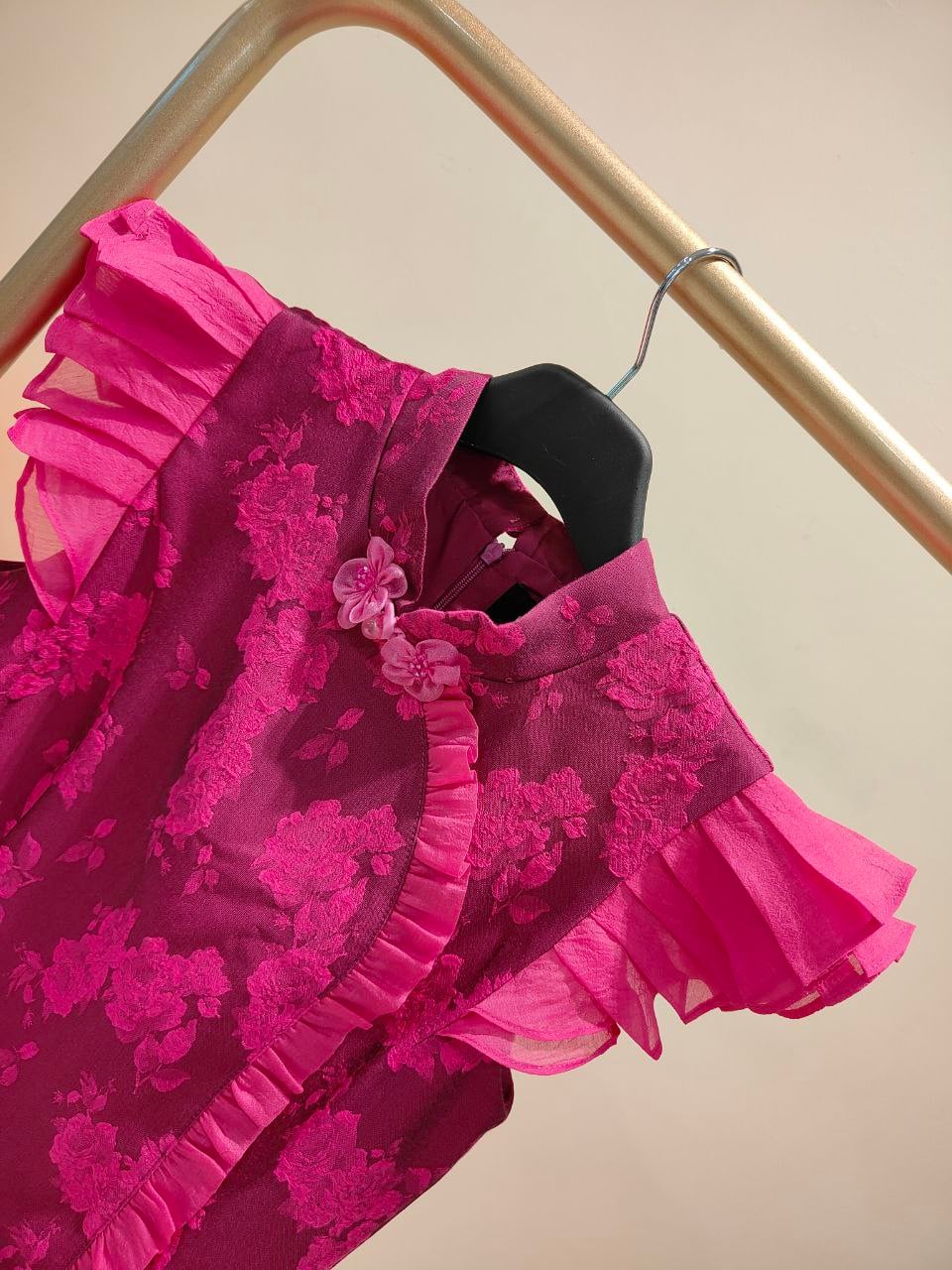 荷叶袖旗袍连身裙 2125