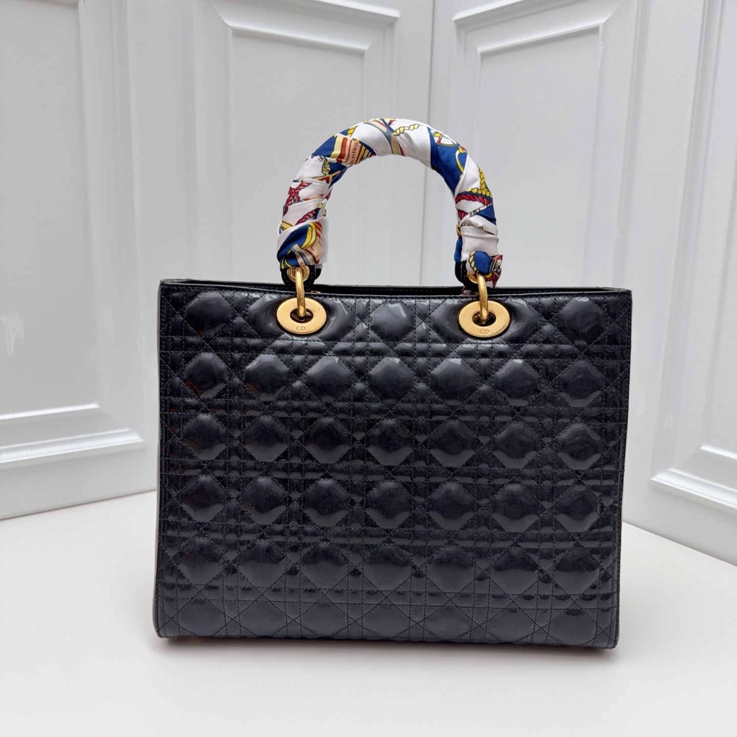 【預訂貨品】Dior七格漆皮黑金戴妃包 