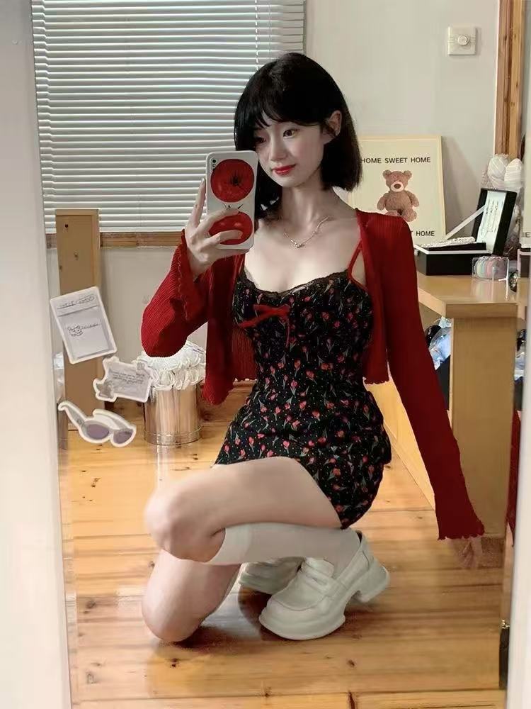 ST225纯欲碎花裙