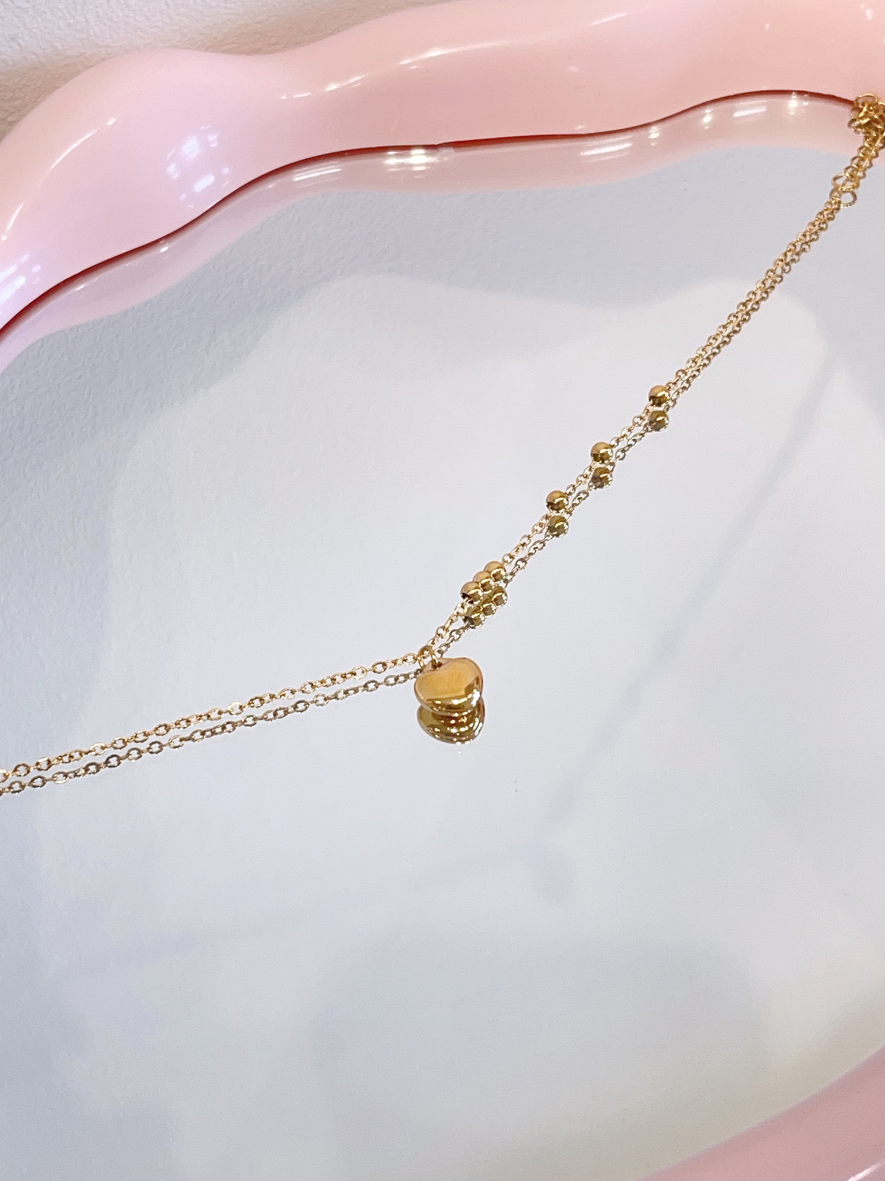 简约立体爱心钛钢脚链