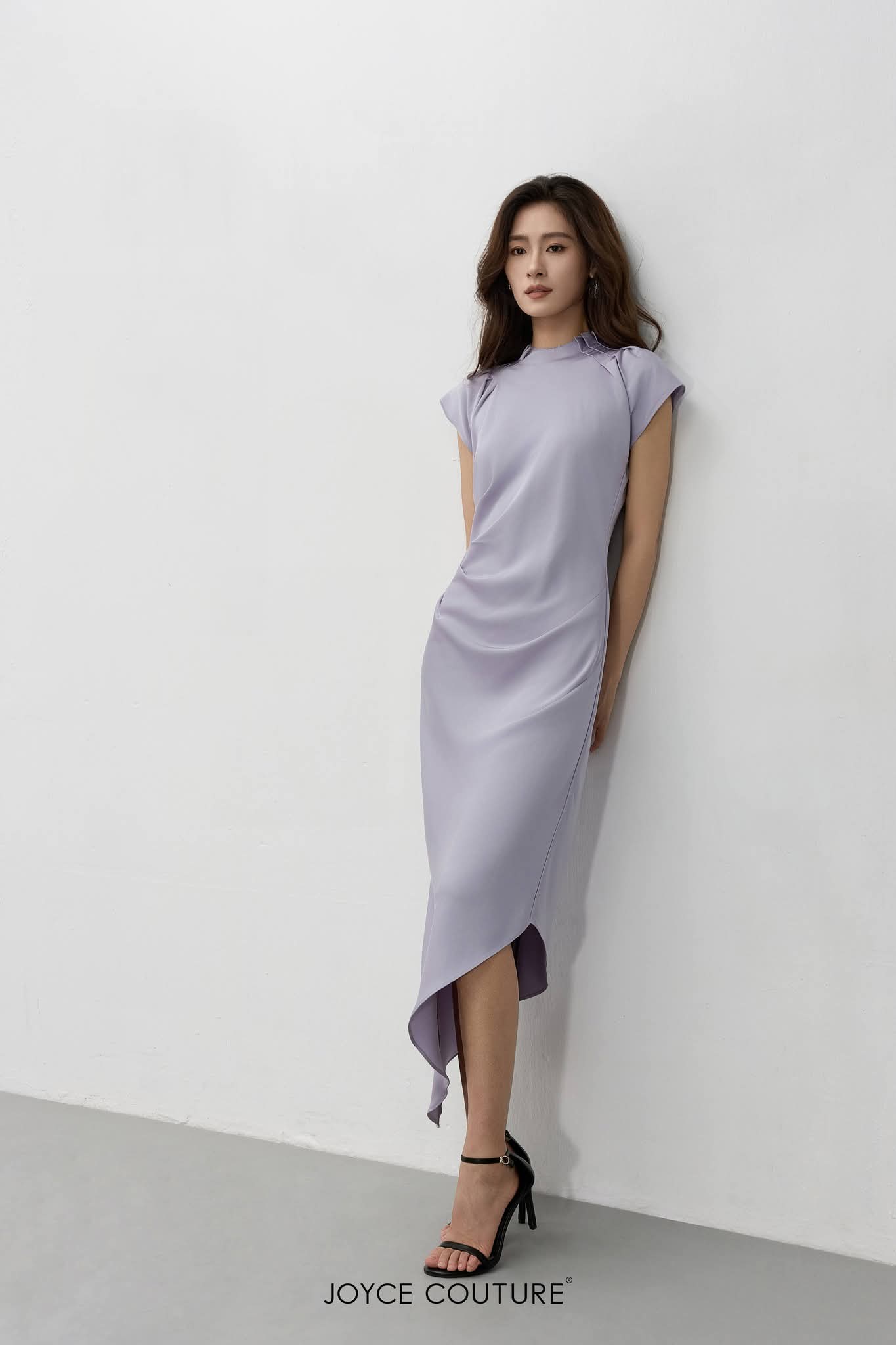 法式袖中长连衣裙 D0332