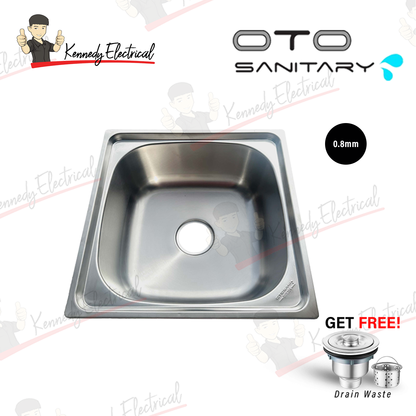 Otosani Sus304 Stainless Steel Square Single Bowl Kitchen Sink (4646#) OTO4646