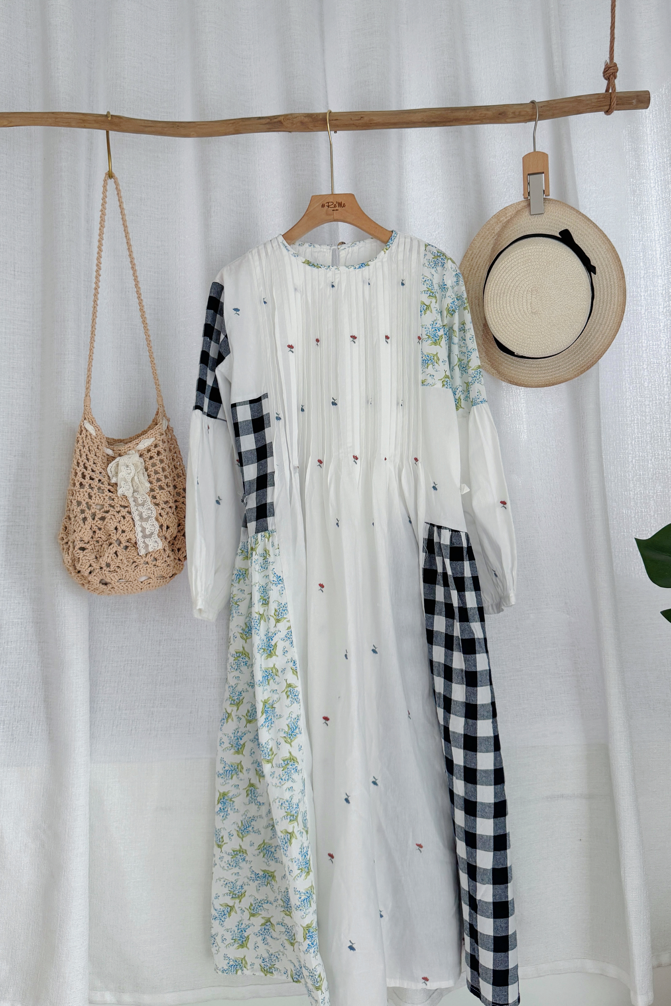 日系田园风复古连身裙