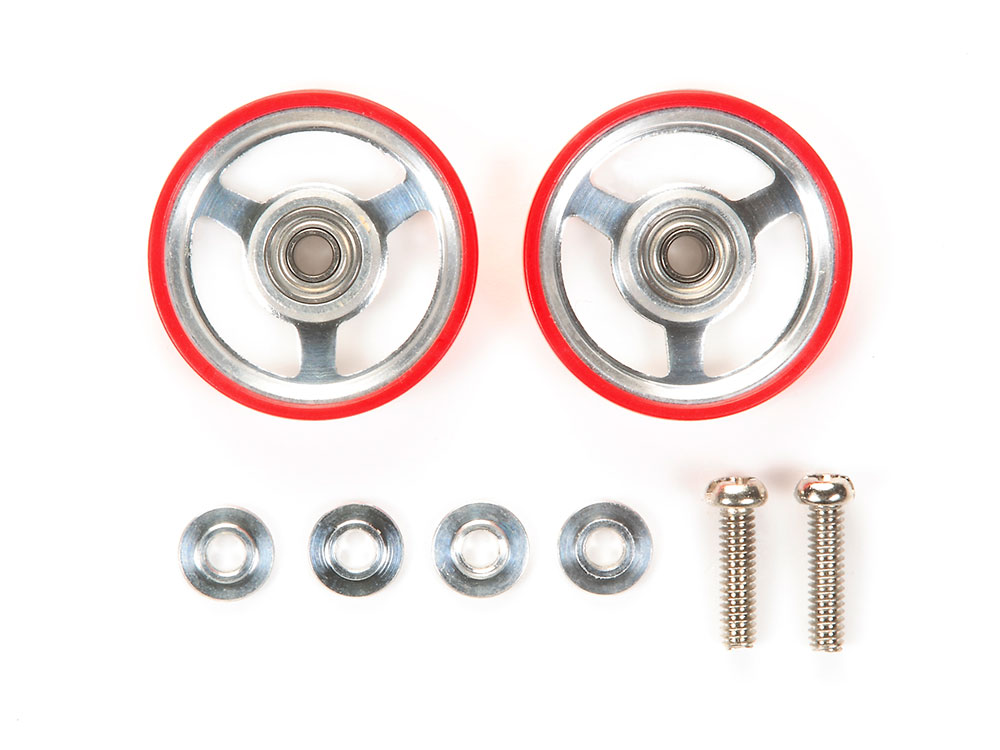 17mm ALUMINUM ROLLERS w/PLASTIC RINGS (RED)