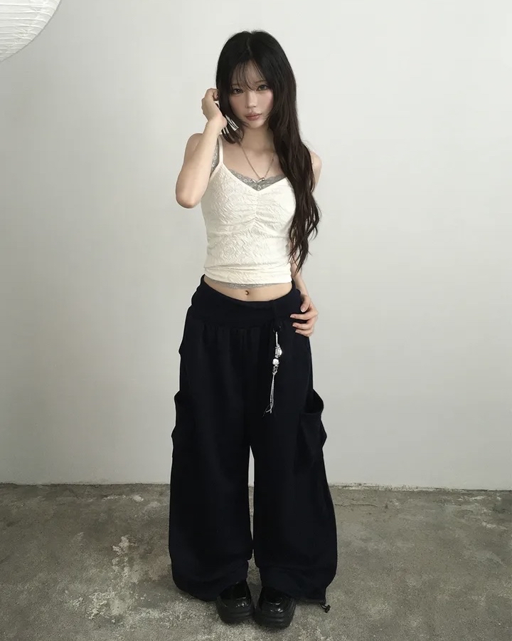 Folded Waist Wide Leg Cargos