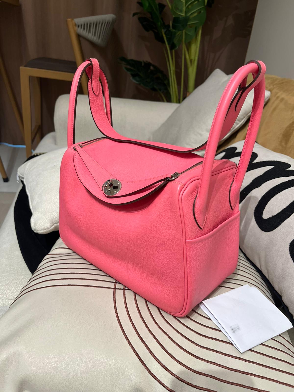 HERMES LINDY 26,8W 杜鵑粉STAMP A 100%Authentict,98%new ✅收據副本 ✅dust bag ✅BOX 