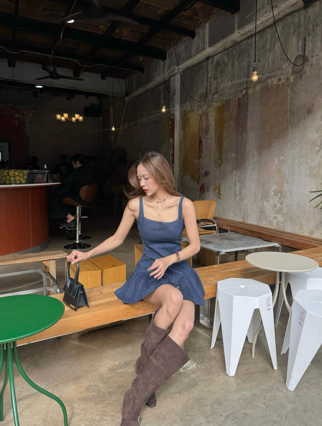 1768  Denim Hype Square Neck Dress 牛仔热辣方领裙