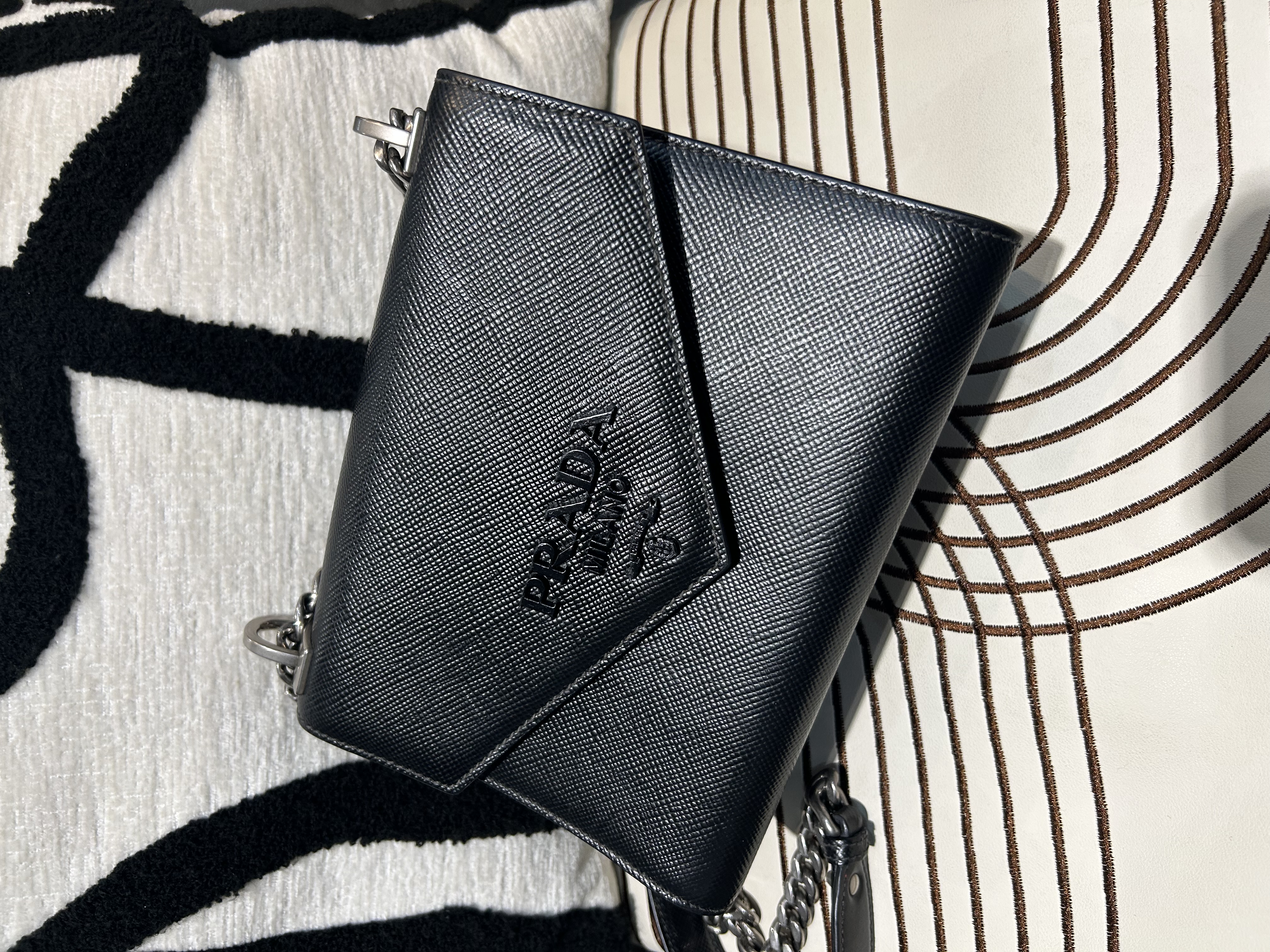 Prada Flap Crossbody Bag So Black Calfskin