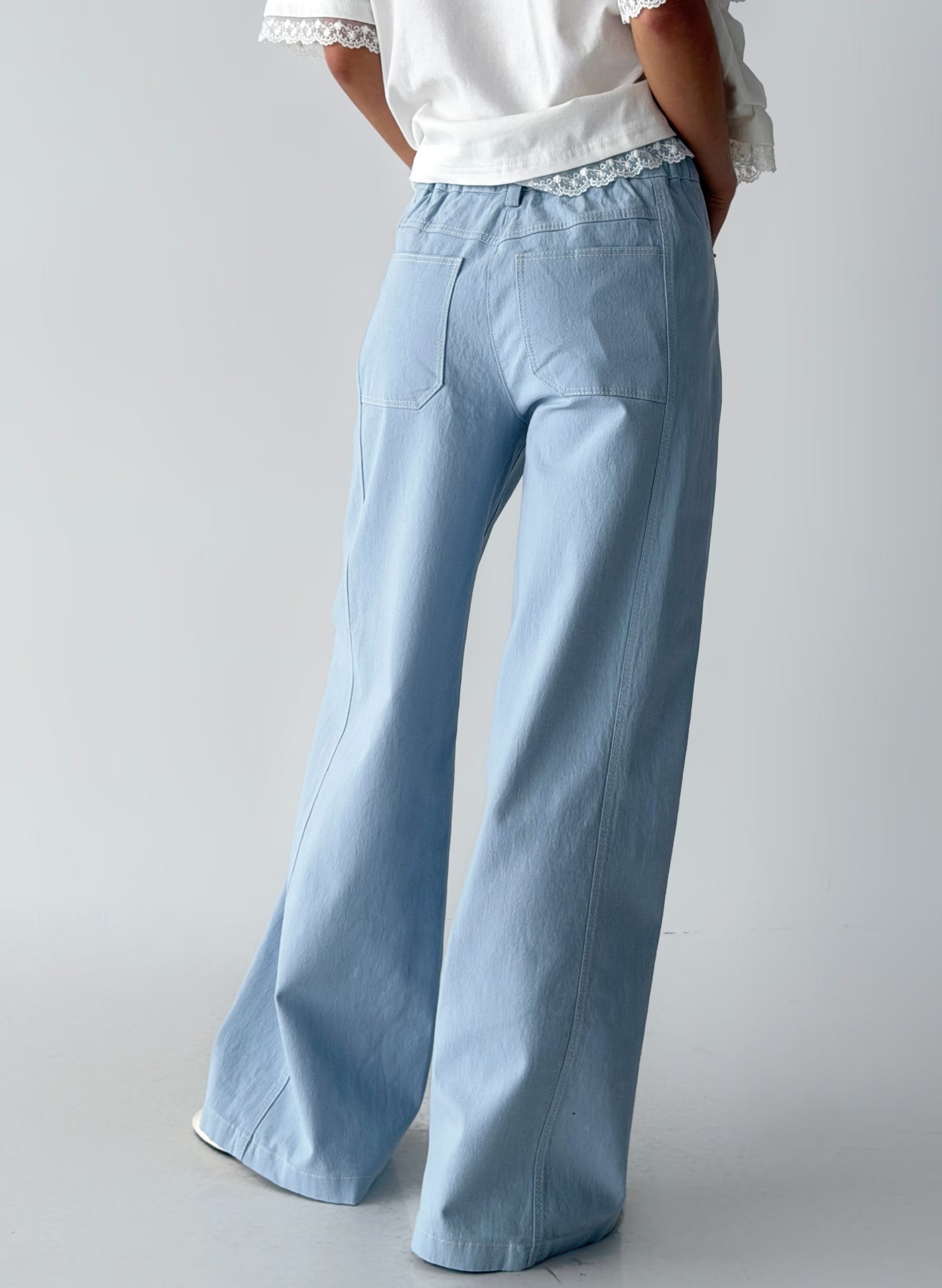 明線扯布闊腳褲 