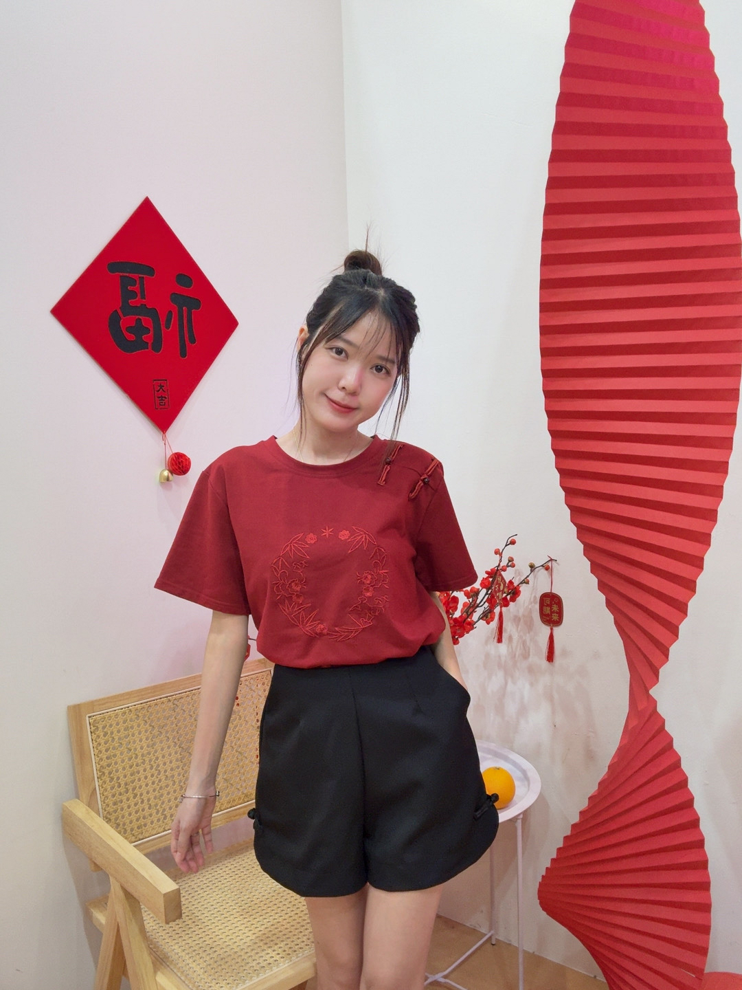 中式风盘扣绣花纯棉上衣 R2935