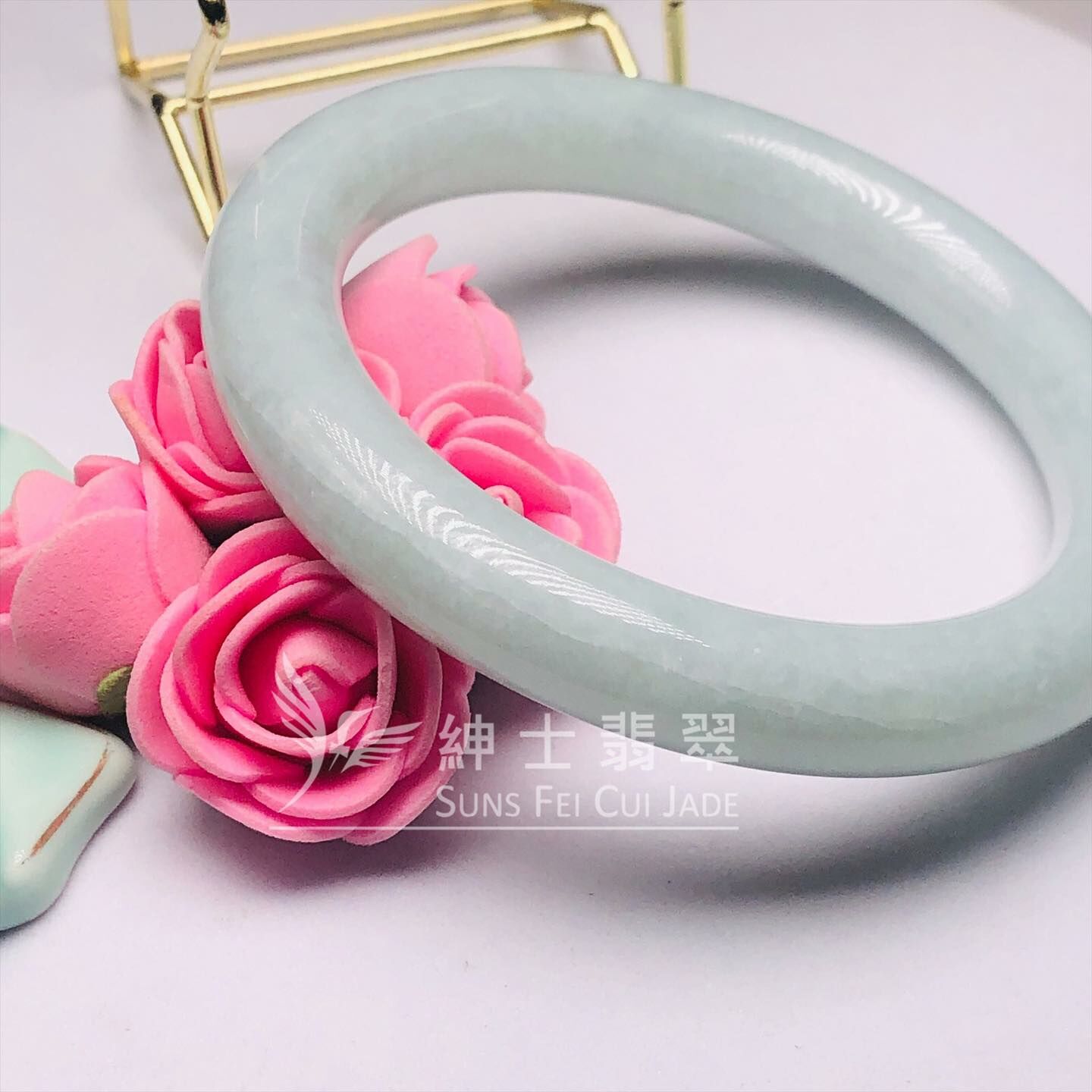 擺三橋蘋果綠圓鐲56mm