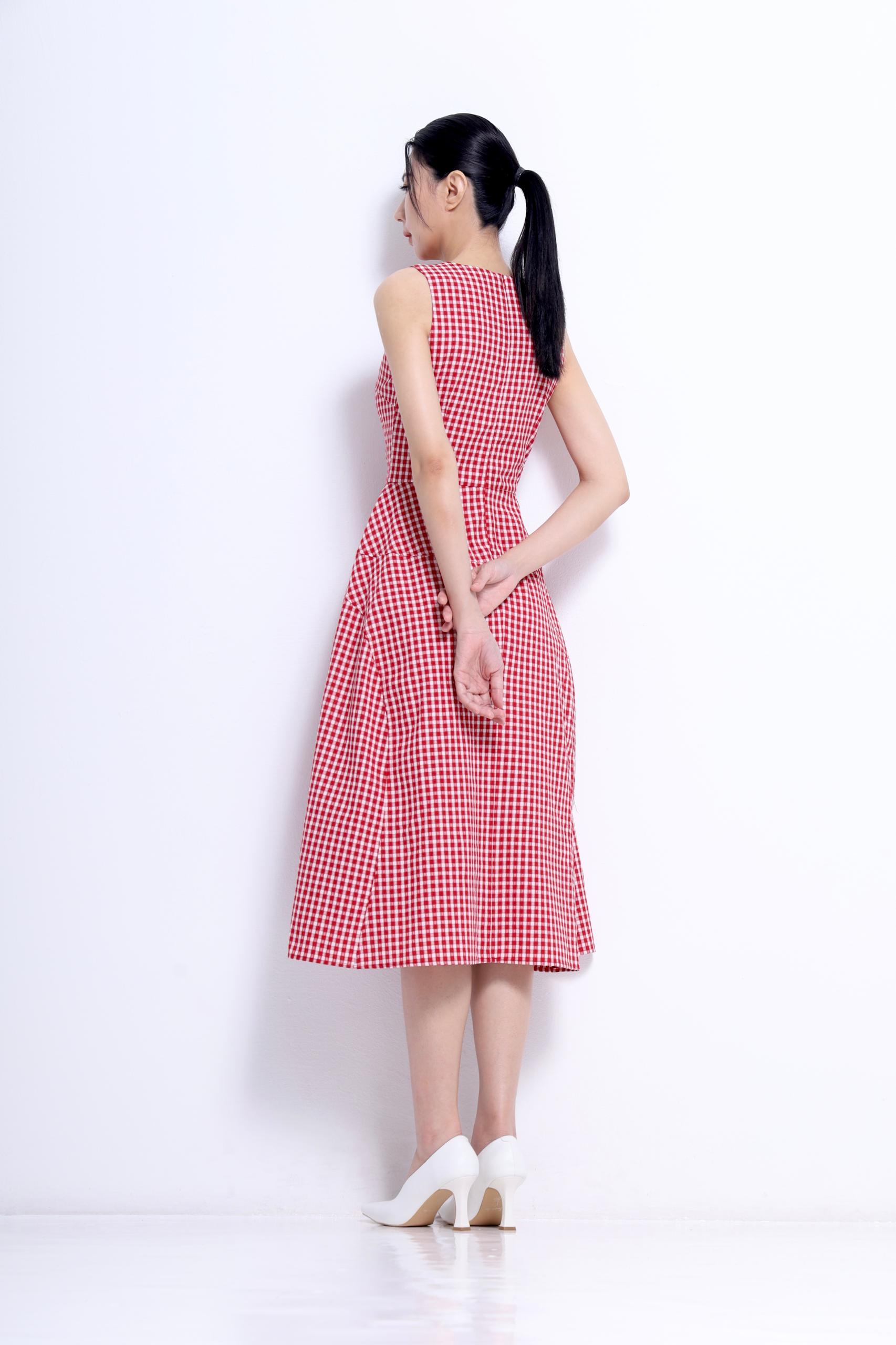 CD2154 Charlotte Gingham Midi Dress