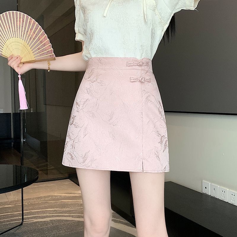 SK312暗纹国风短裙