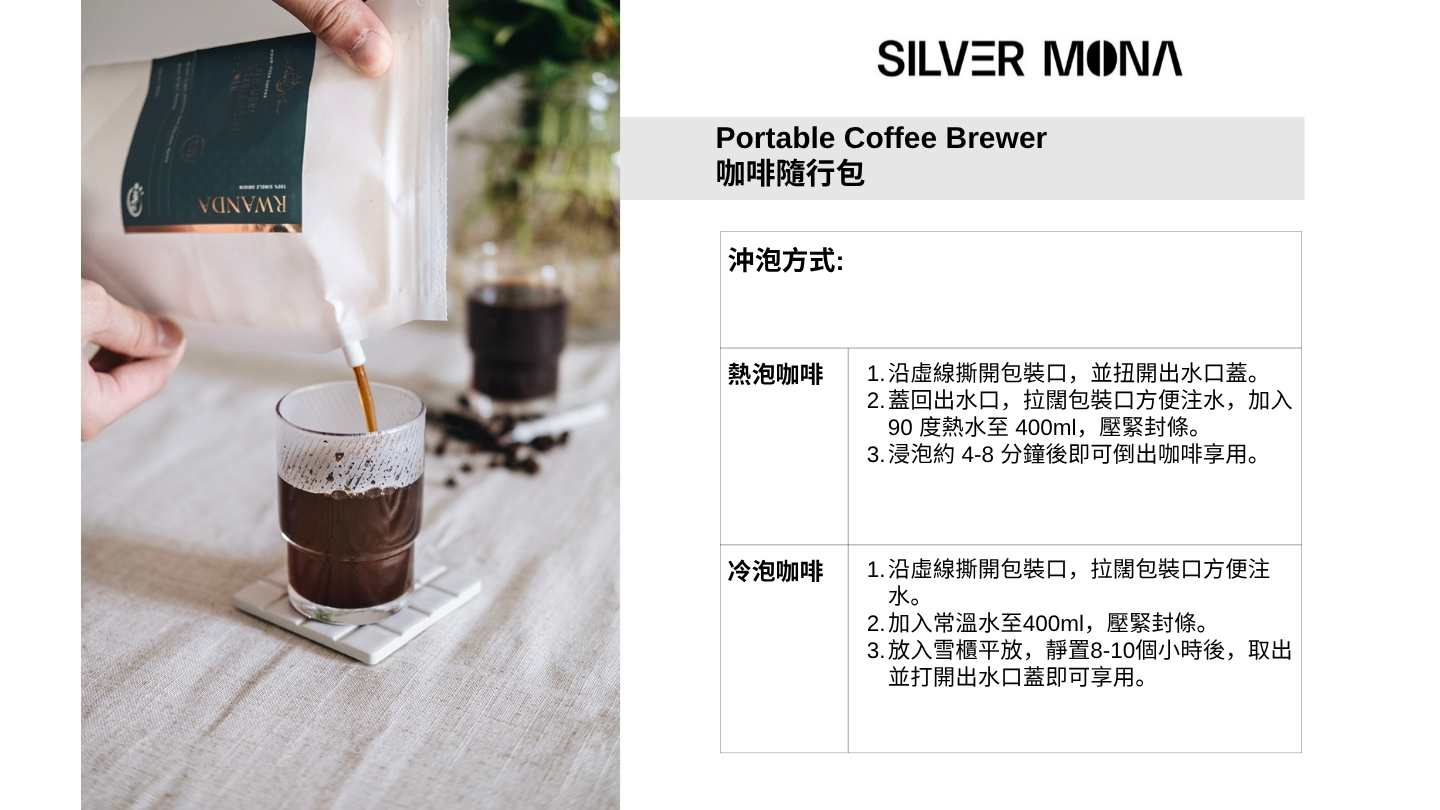 Silver Mona 埃塞俄比亞隨行咖啡包 Silver Mona Ethiopia Portable Coffee Brewer 包裝: 25克/包