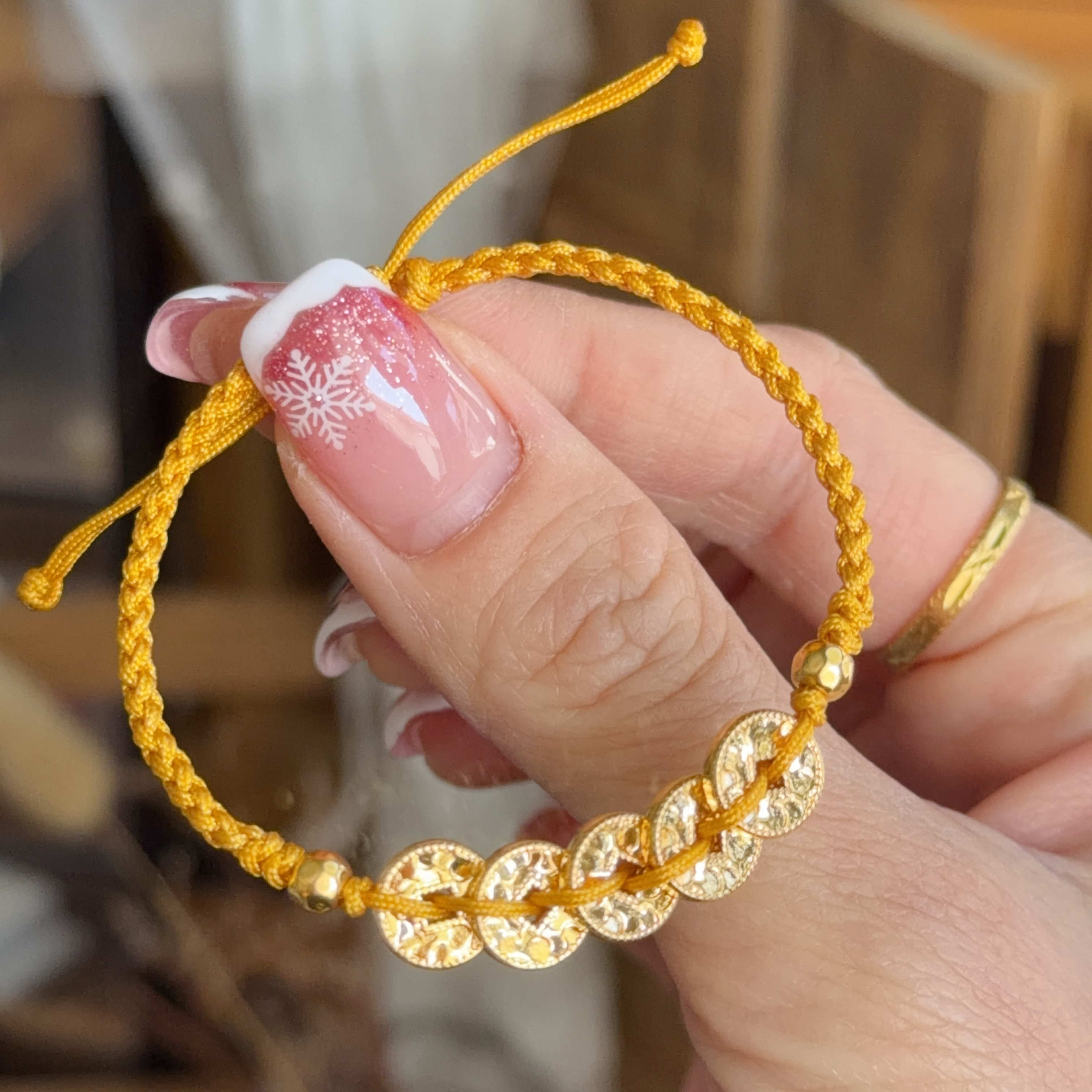 999硬金五帝幣襯手繩