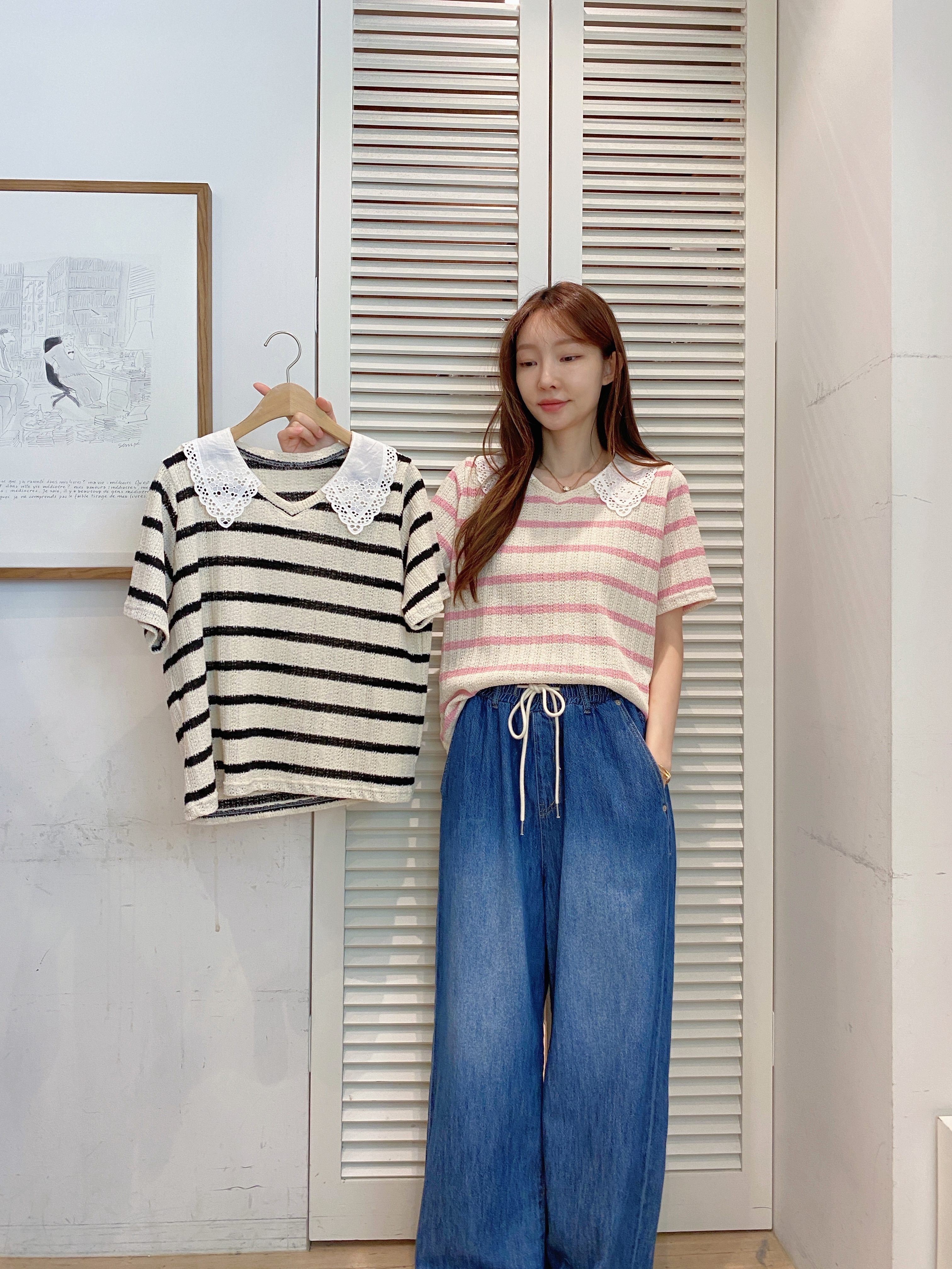 FV02_05 LACE 領橫間TOP (2色)