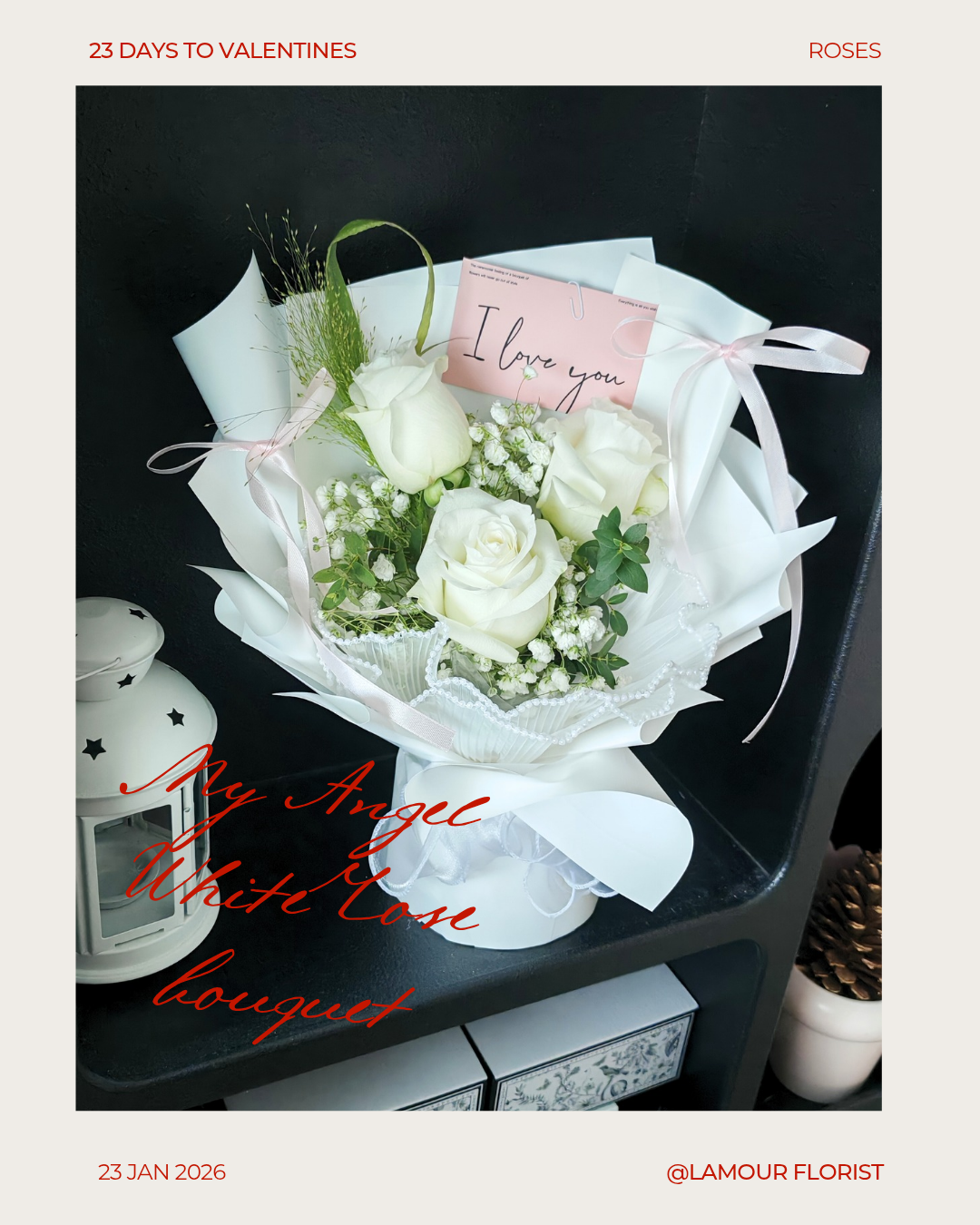 Angel White Rose Bouquet 