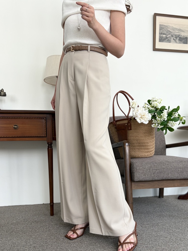 [輕薄!] Summer Timeless Rayon Pants (Light Beige)