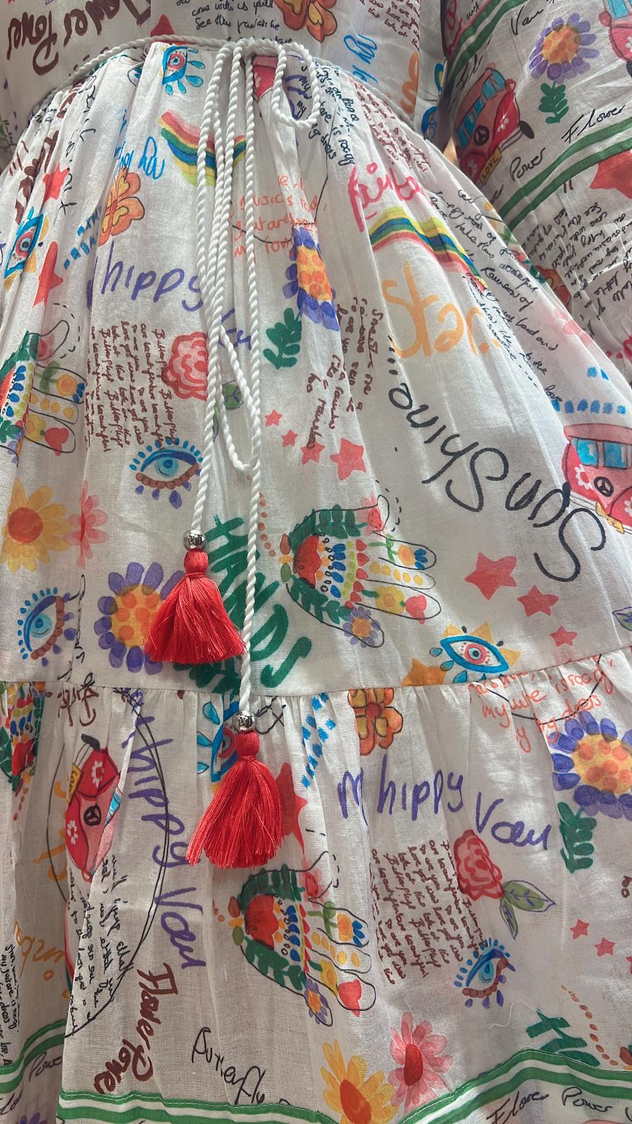 2714 White with Colourful Painting Tuk Tuk Short OP 34"