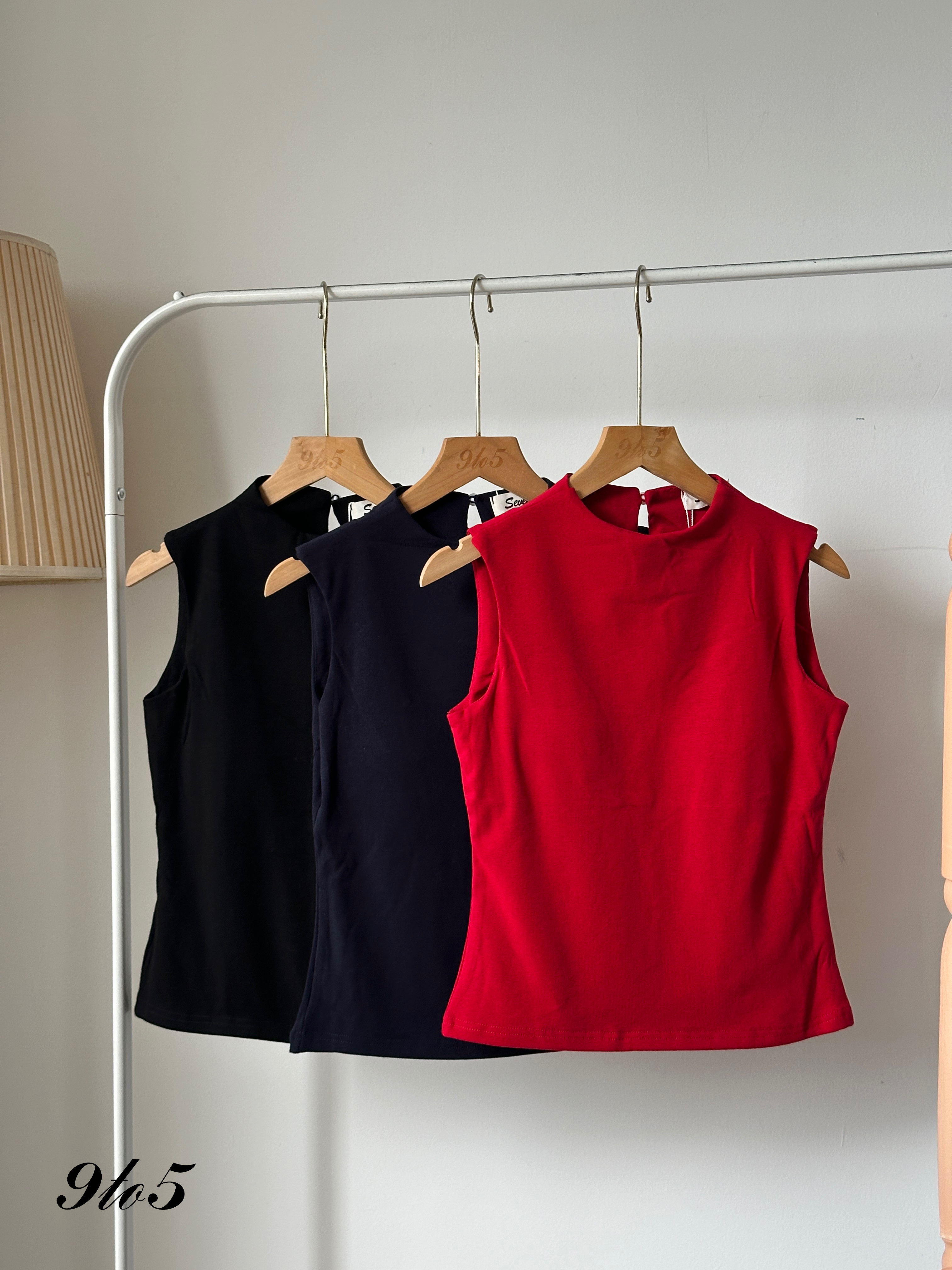 T3911 Sleeveless Mock Neck Top - 4 Colors