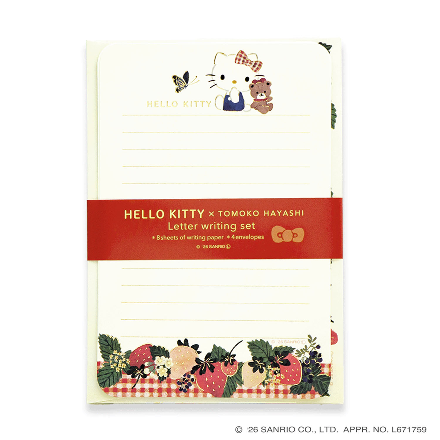 Sanrio - 信紙套裝 (紅色Hello Kitty草莓款)