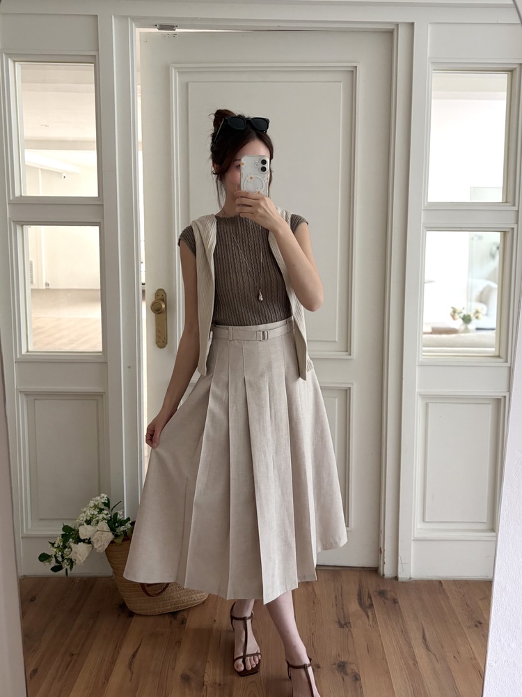 Crochet Boat Neck Knit Top (Brown)