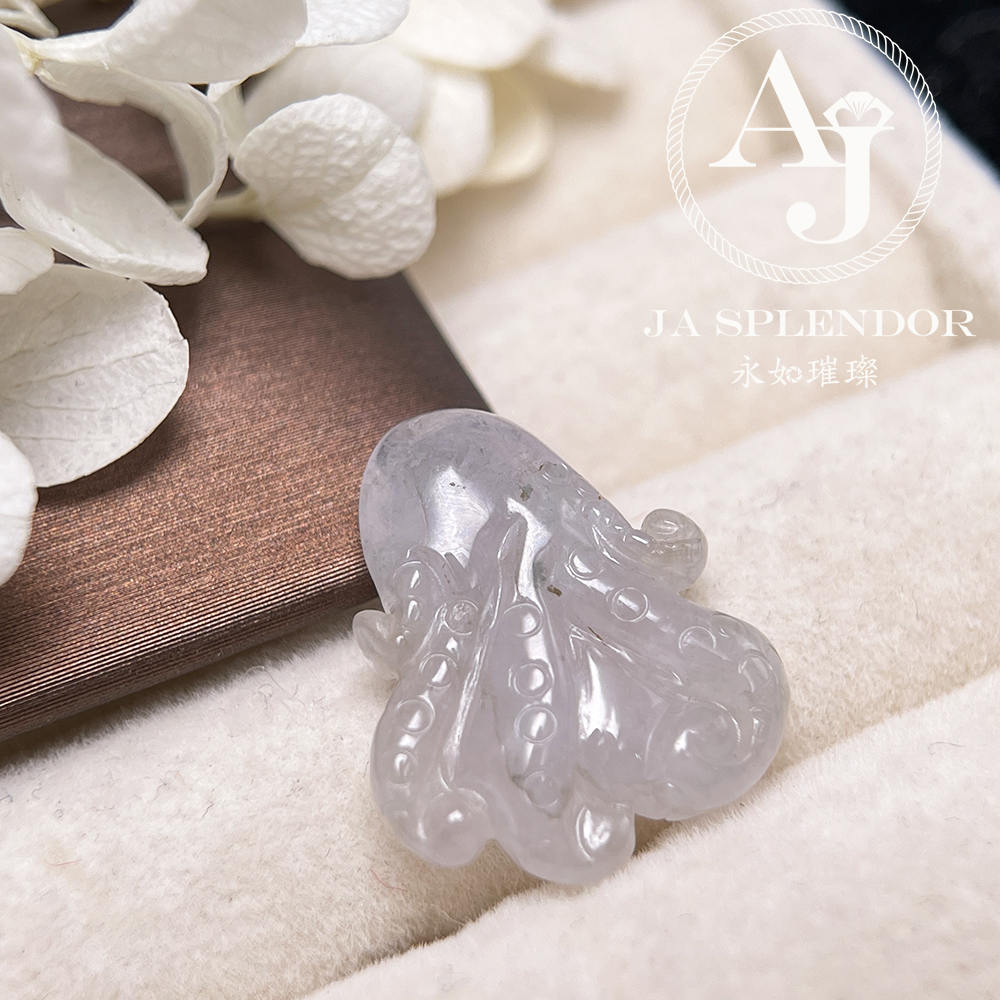 JN-3375 天然翡翠A玉-冰種八方來財八爪魚/章魚吊墜