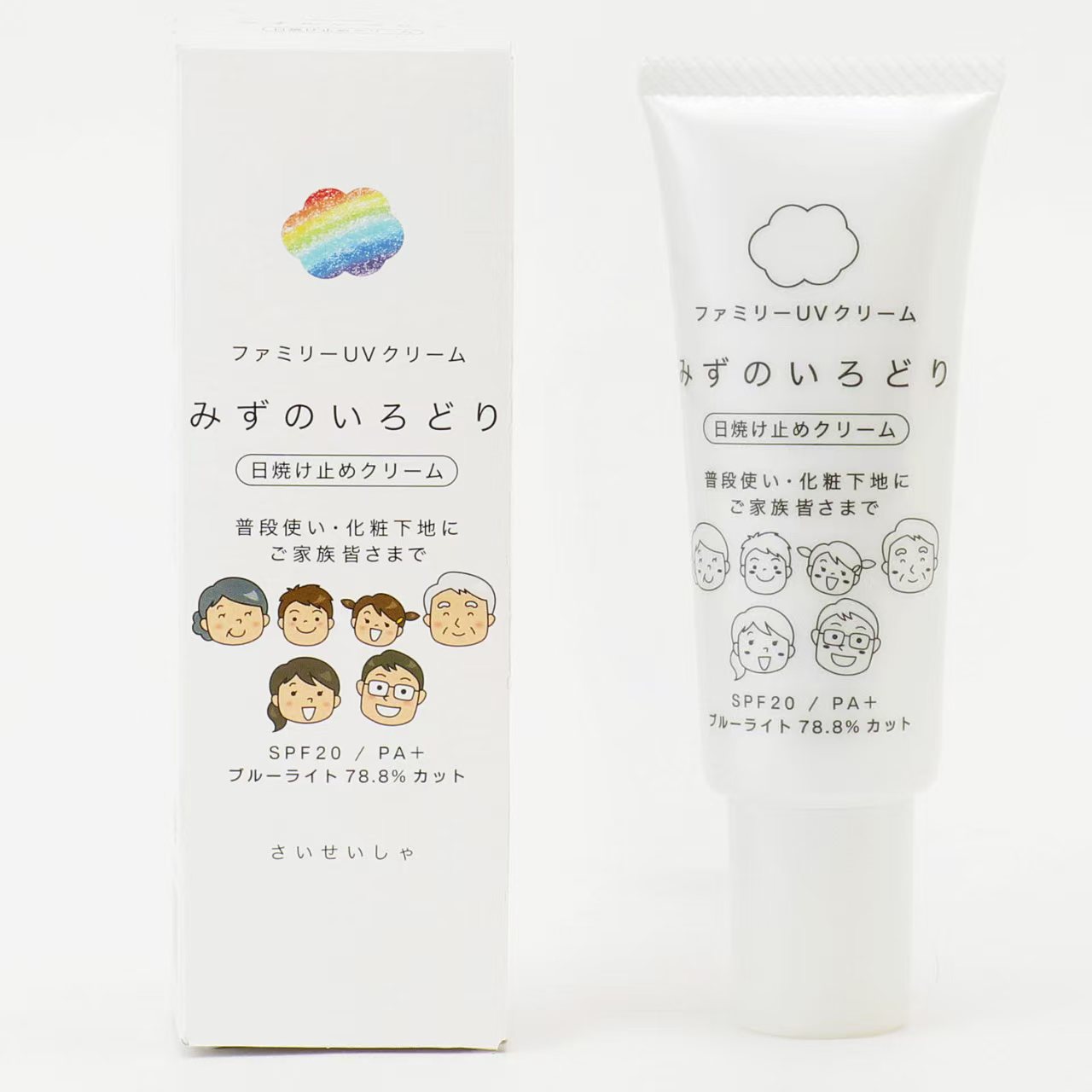 日本彩生舎「水之彩」水潤 UV 霜 40g｜日常必備防曬＋藍光守護