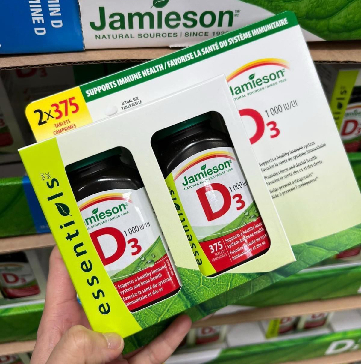 加拿大直送 預購Jamieson 健美生 天然維他命D 1000IU (375粒 x 2樽)