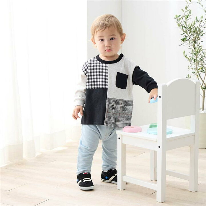 🇯🇵預訂 日本直送🇯🇵兩色格紋拼布口袋長袖上衣