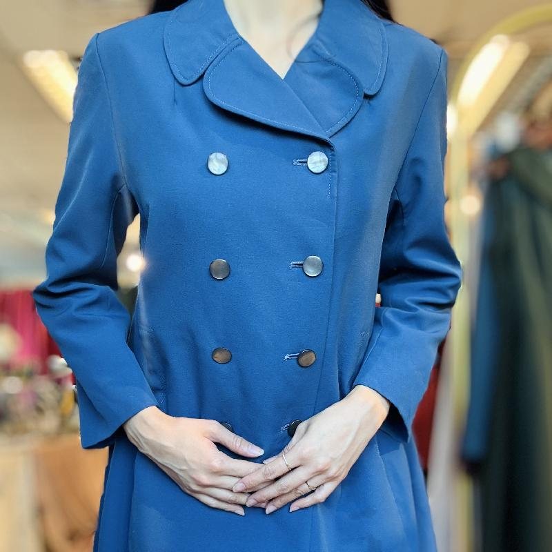 Vintage 1960s Style Double Breasted A-Line Blue Jacket / Coat (MT2260-26)