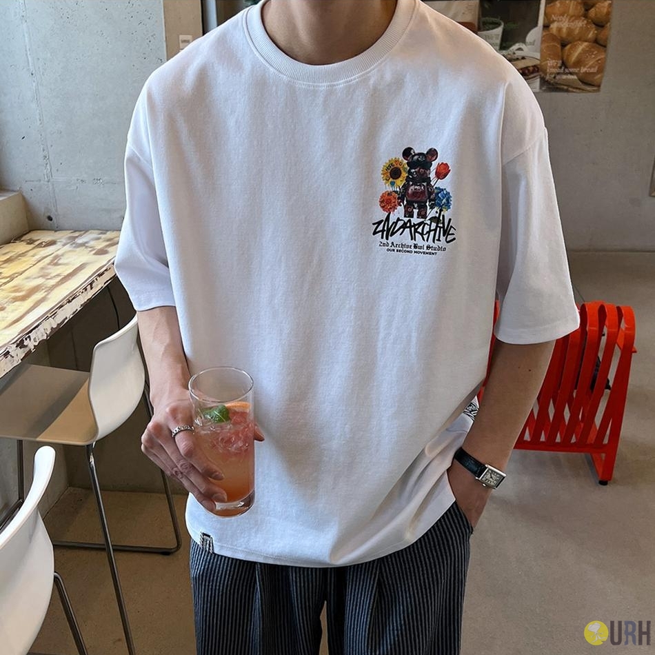 【100%保證韓國直送】2ND ARCHIVE Flower Bear 羅馬布立體花卉墨鏡熊大後背大圖圓領短袖Tee 👕 [3 color] RG165883