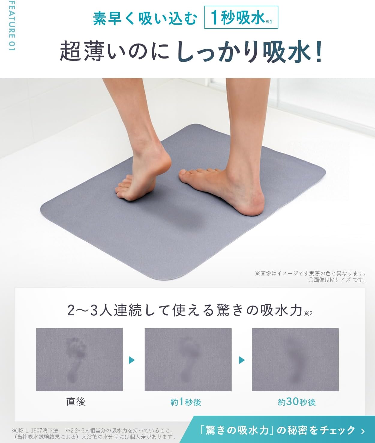 (網站產品) 日本直送 【日本笑激SHOCK】超極薄 3.5mm 乾爽浴室地墊 (M Size 45×60cm)