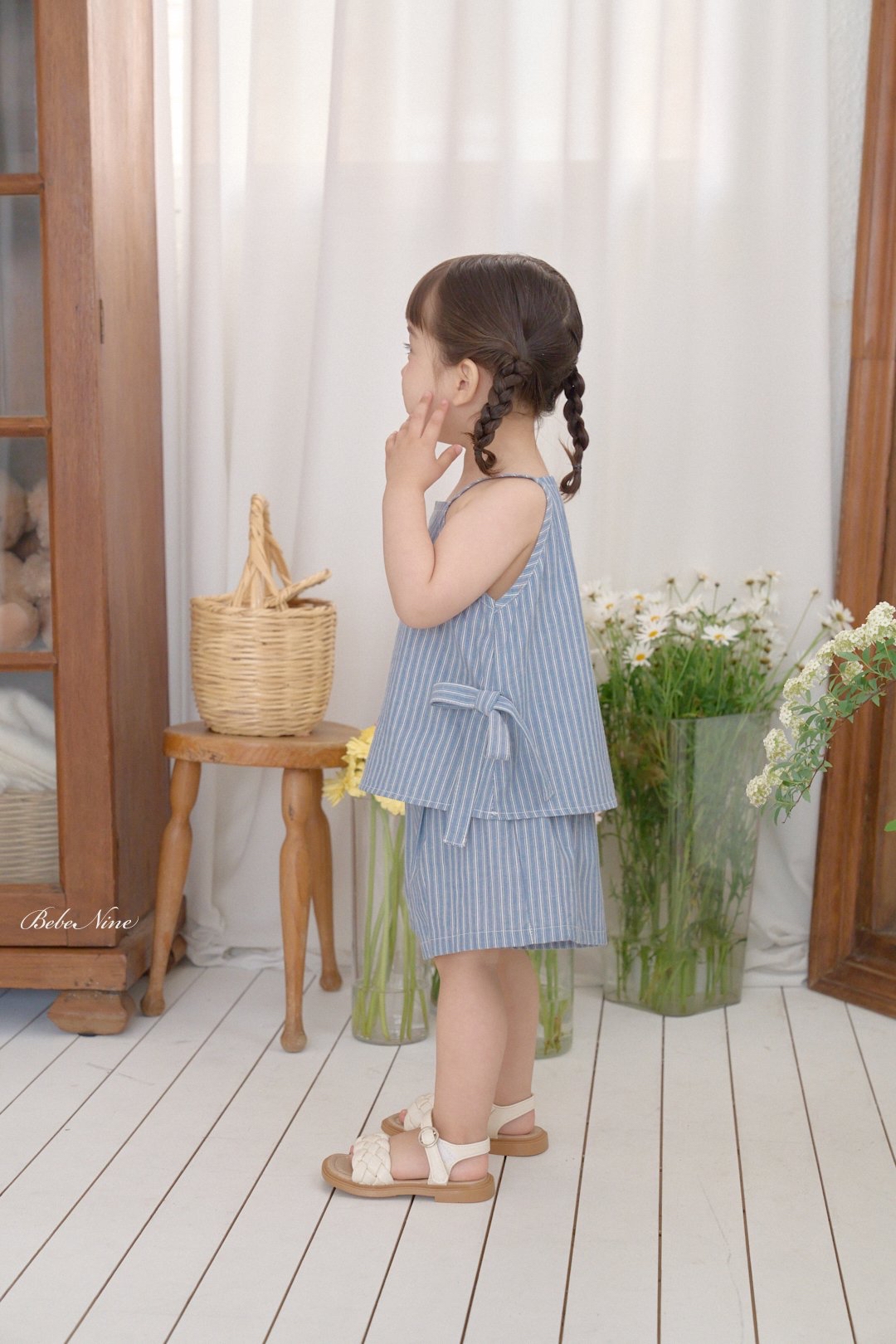 ☀️預訂 韓國直送☀️🇰🇷Bebenine兩色緞帶條紋純棉吊帶上下套裝