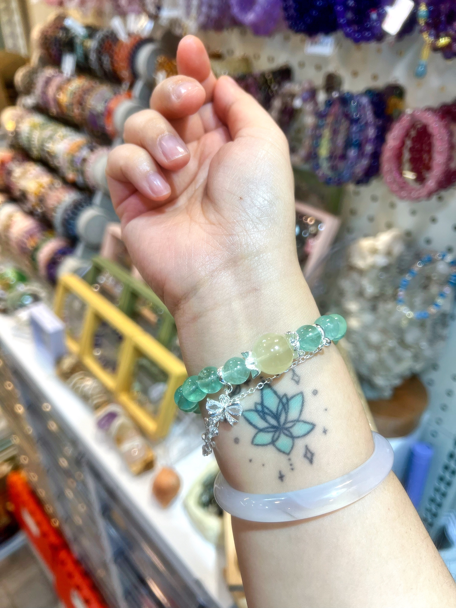 綠螢石+星光黃水晶