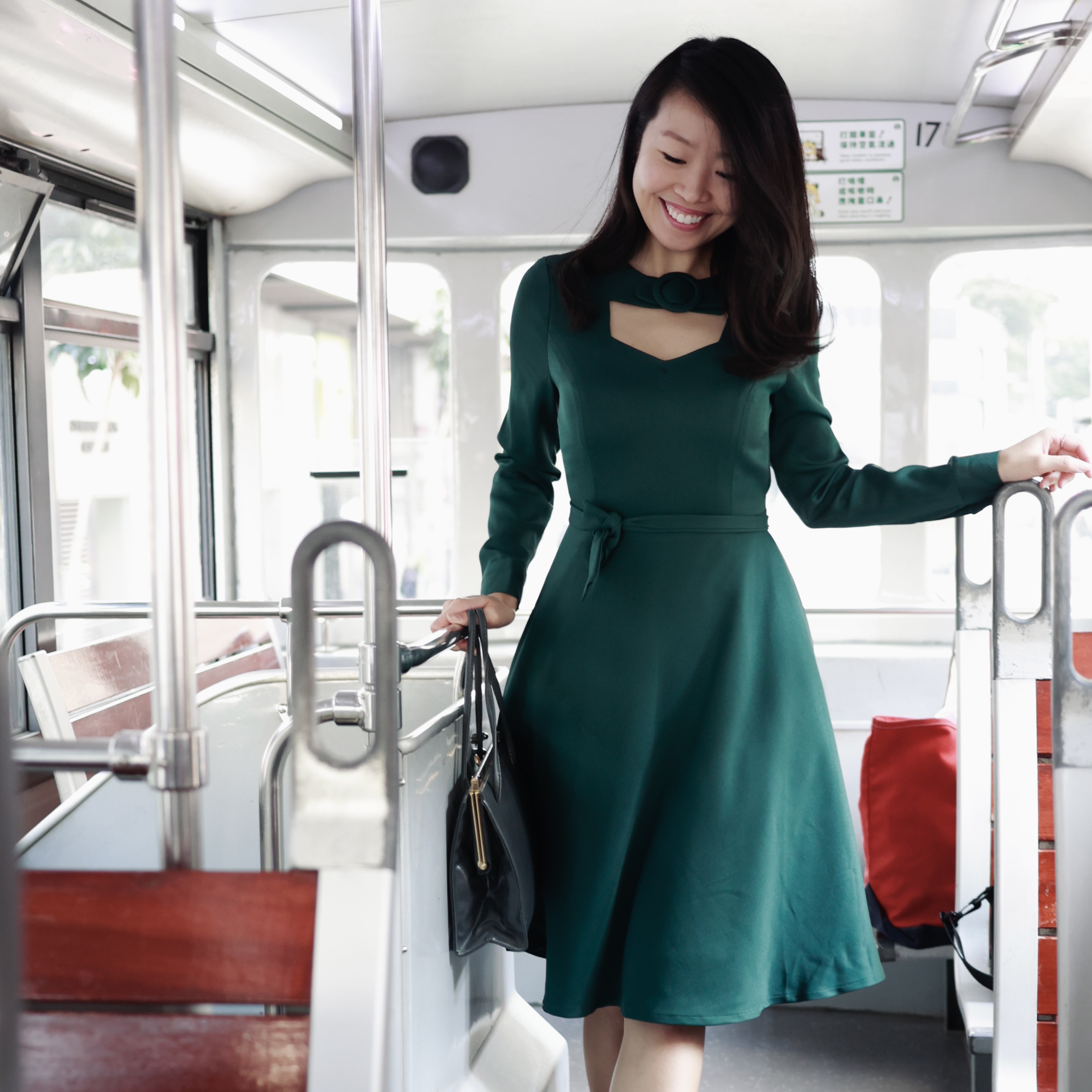 (Custom-Made) The Mod Buckle Neck Swing / Pencil Dress - Available in Green and Burnt Orange (FM235)